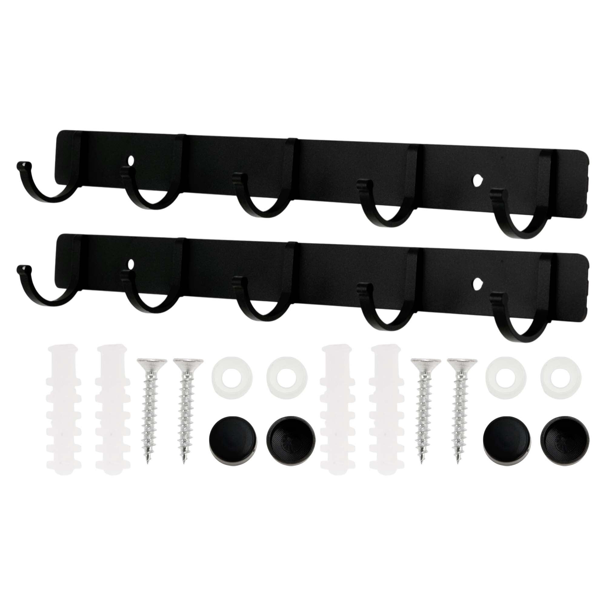 Unique Bargains Coat Rack Wall Mount Coat Hooks Hat Rack Black 12.2"x1.18"x0.12" 2 Pcs