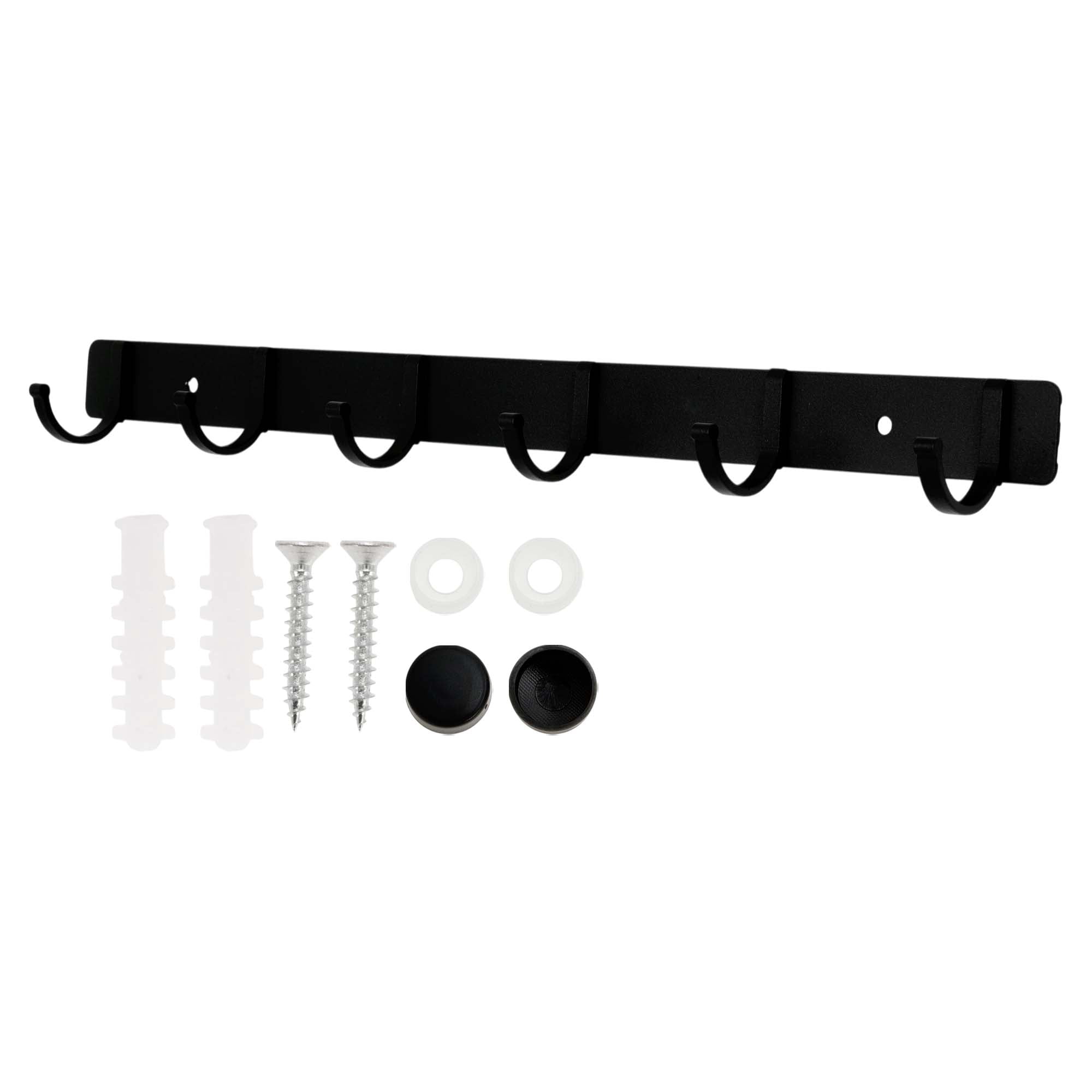 Unique Bargains Coat Rack Wall Mount Coat Hooks Hat Rack Black 14.96"x1.18"x0.12" 1 Pc