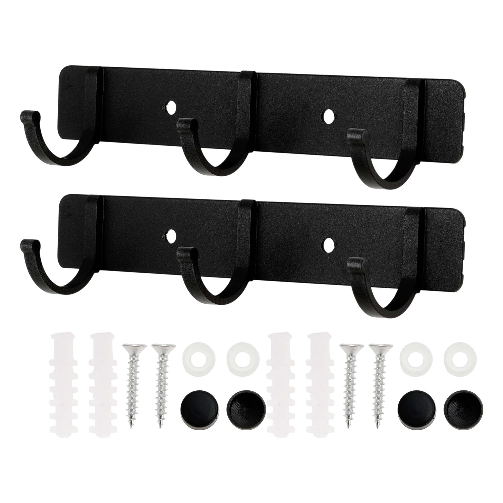 Unique Bargains Coat Rack Wall Mount Coat Hooks Hat Rack Black 6.89"x1.18"x0.12" 2 Pcs