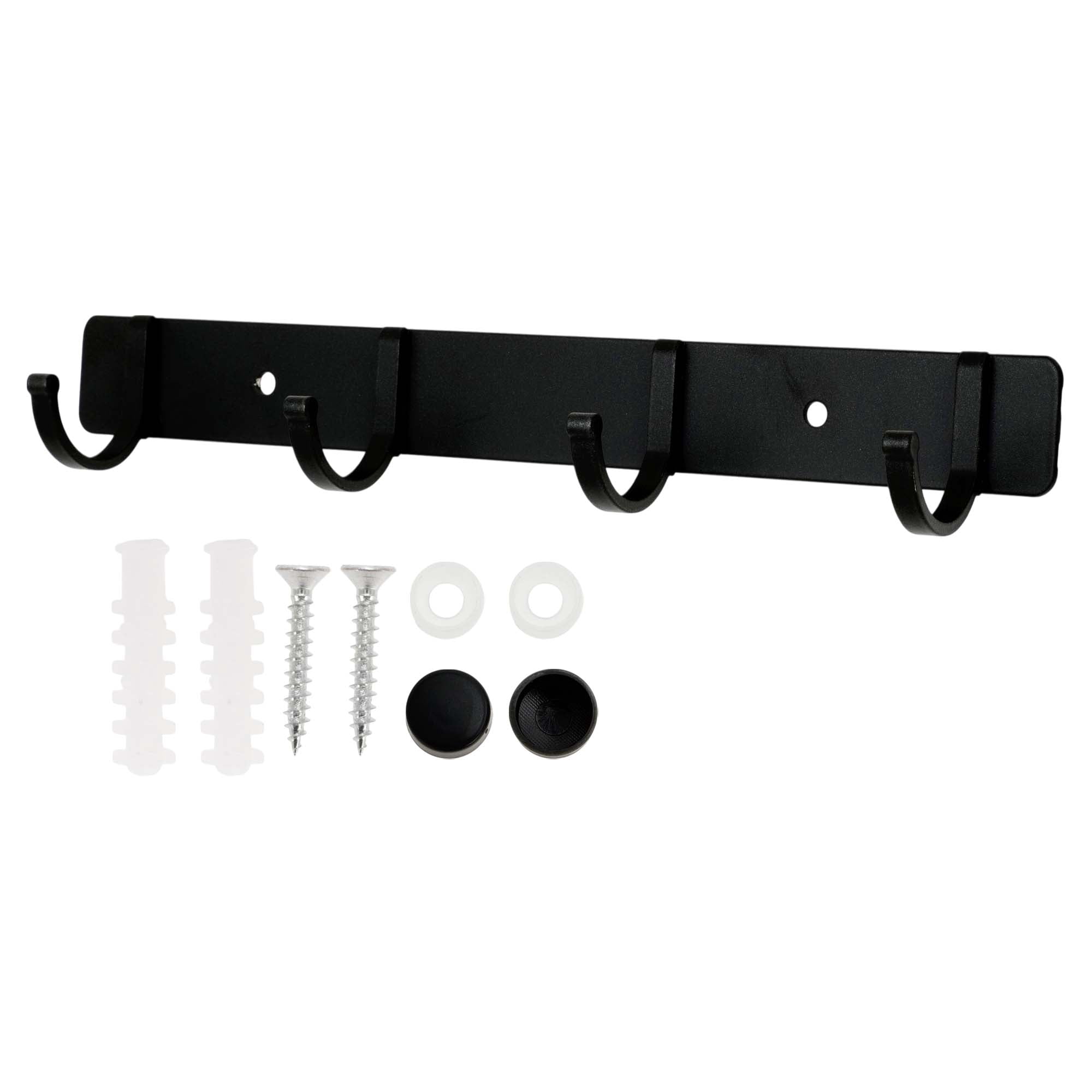 Unique Bargains Coat Rack Wall Mount Coat Hooks Hat Rack Black 9.65"x1.18"x0.12" 1 Pc