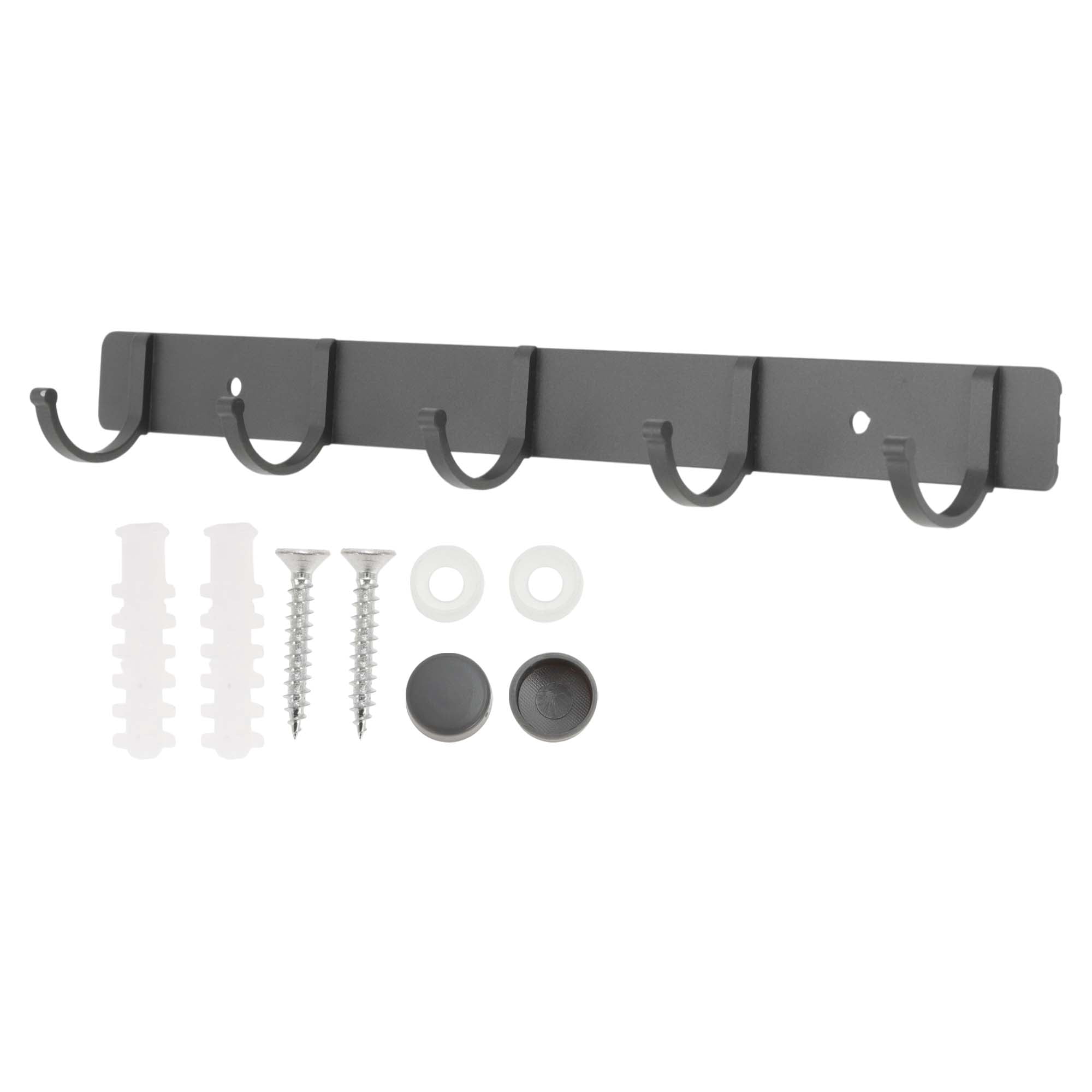 Unique Bargains Coat Rack Wall Mount Coat Hooks Hat Rack Gray 12.2"x1.18"x0.12" 1 Pc