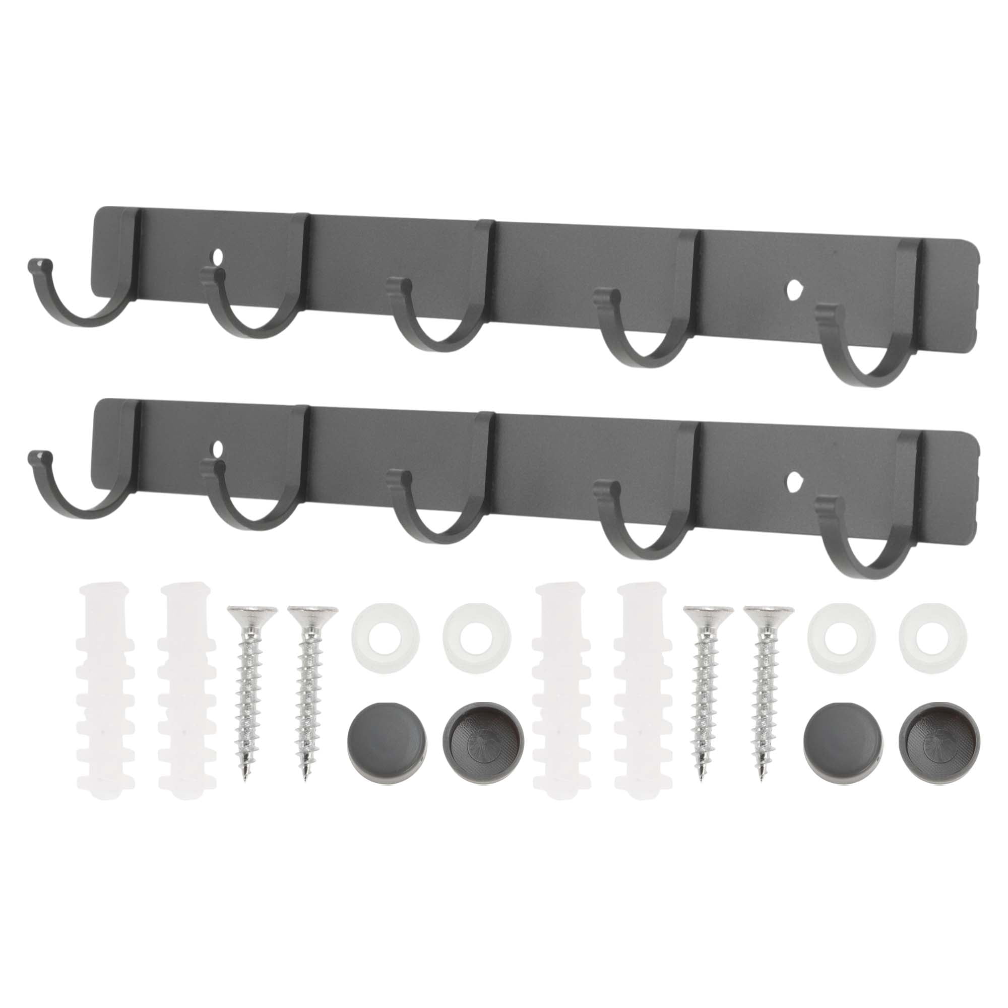 Unique Bargains Coat Rack Wall Mount Coat Hooks Hat Rack Gray 12.2"x1.18"x0.12" 2 Pcs