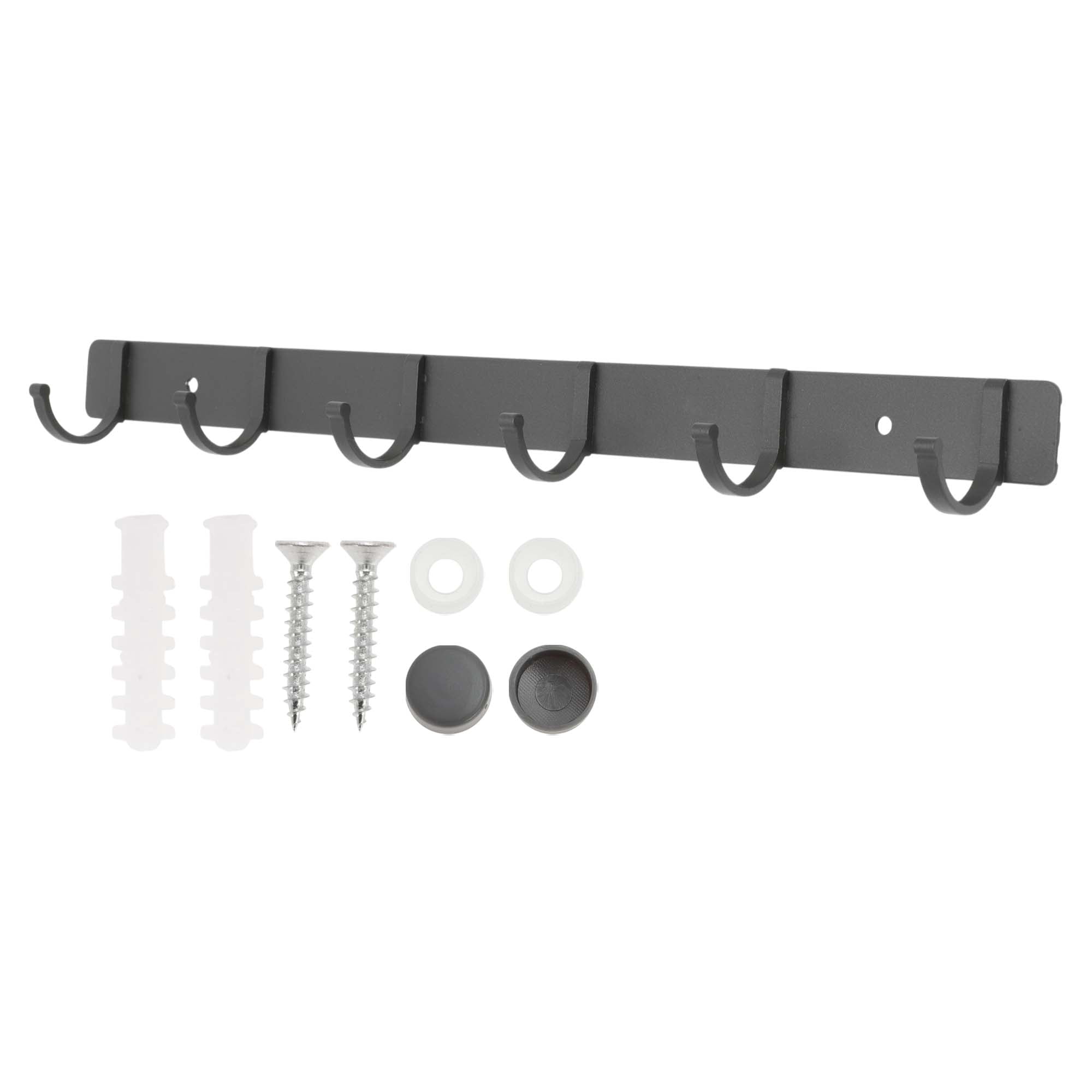 Unique Bargains Coat Rack Wall Mount Coat Hooks Hat Rack Gray 14.96"x1.18"x0.12" 1 Pc
