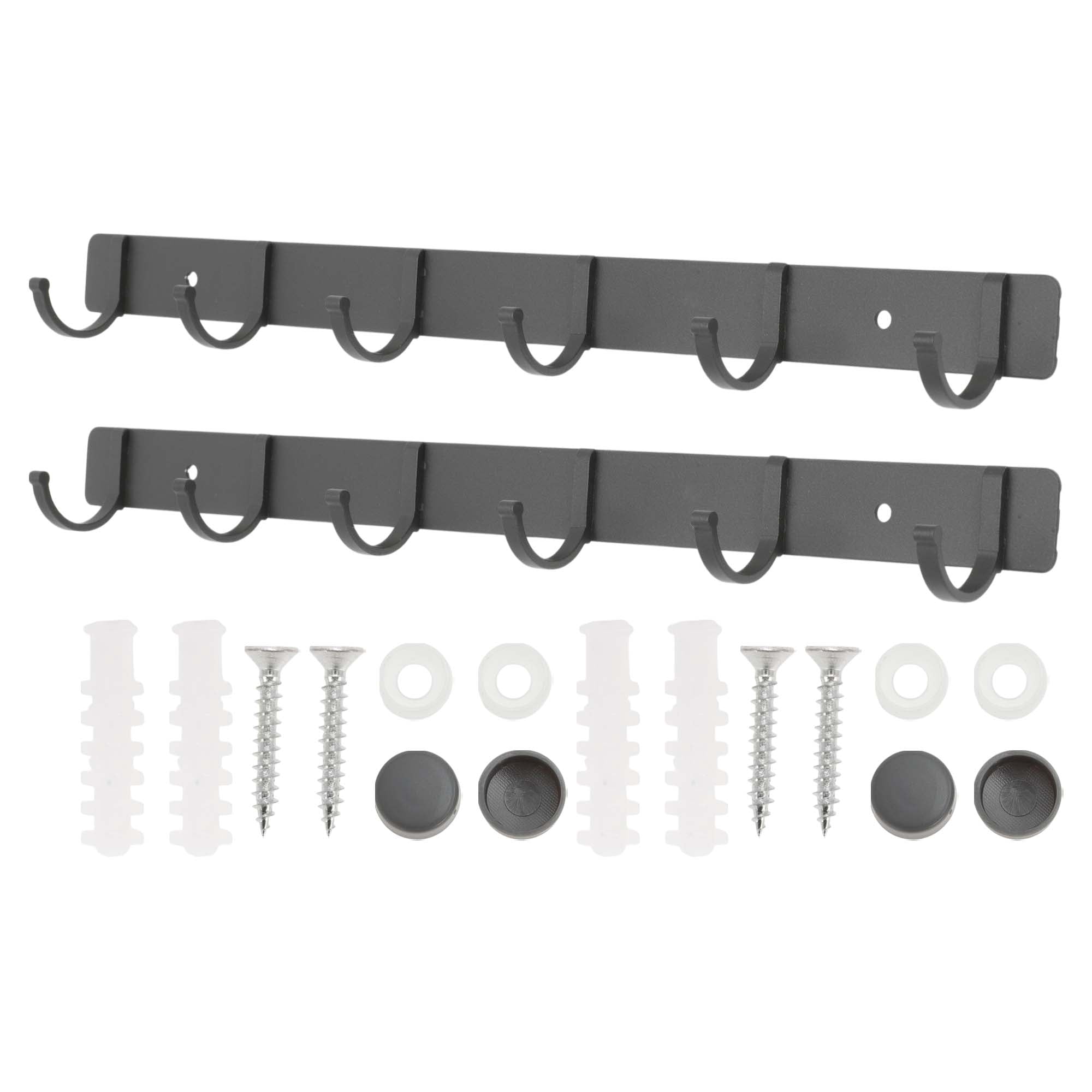 Unique Bargains Coat Rack Wall Mount Coat Hooks Hat Rack Gray 14.96"x1.18"x0.12" 2 Pcs