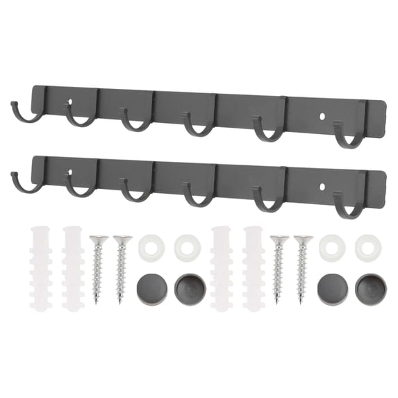 Unique Bargains Coat Rack Wall Mount Coat Hooks Hat Rack Gray 14.96"x1.18"x0.12" 2 Pcs