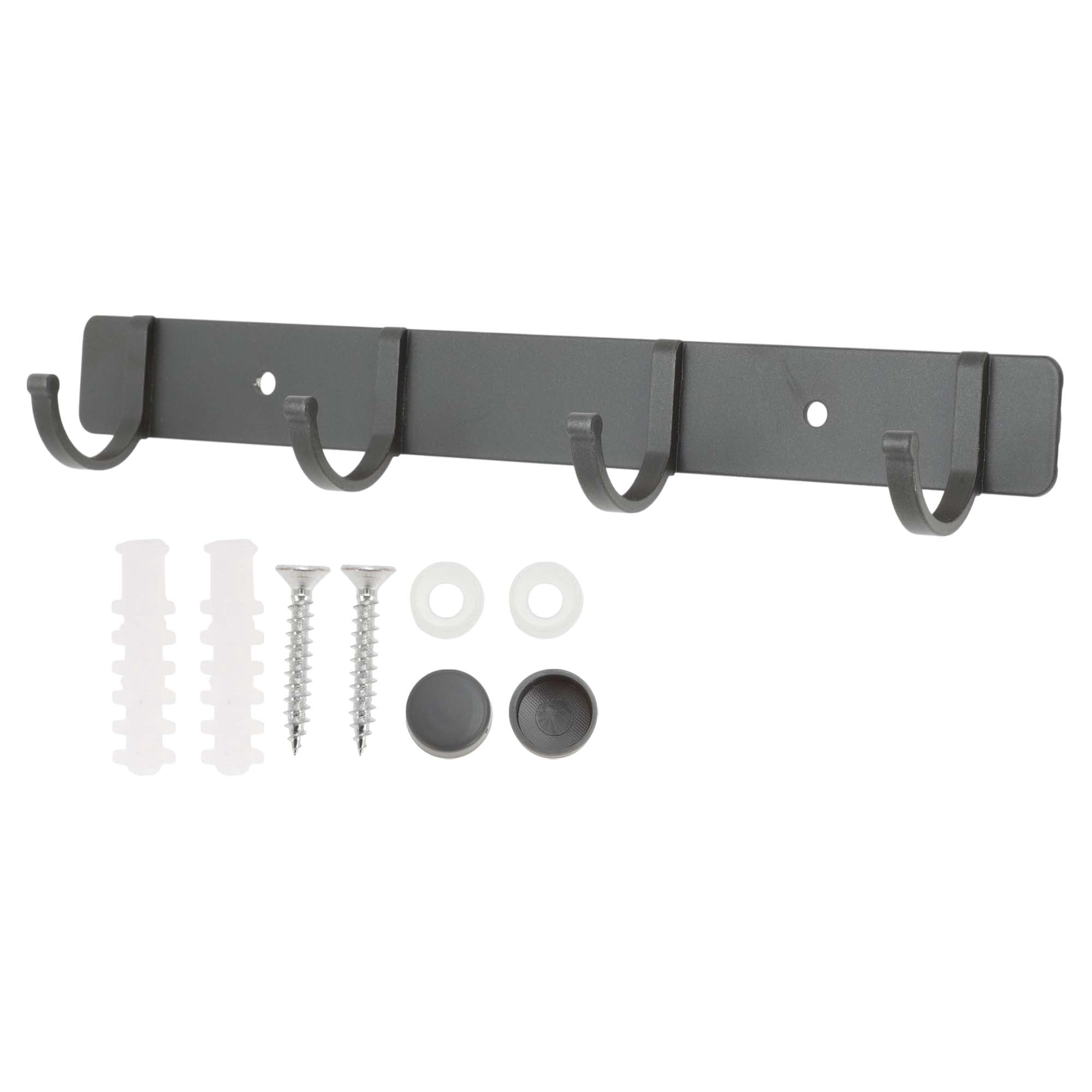 Unique Bargains Coat Rack Wall Mount Coat Hooks Hat Rack Gray 9.65"x1.18"x0.12" 1 Pc