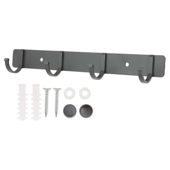 Unique Bargains Coat Rack Wall Mount Coat Hooks Hat Rack Gray 9.65"x1.18"x0.12" 1 Pc