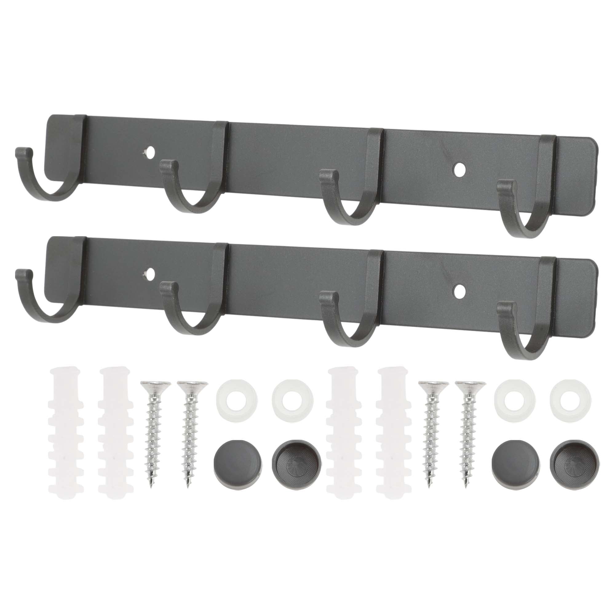 Unique Bargains Coat Rack Wall Mount Coat Hooks Hat Rack Gray 9.65"x1.18"x0.12" 2 Pcs