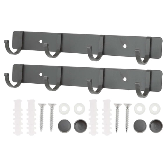 Unique Bargains Coat Rack Wall Mount Coat Hooks Hat Rack Gray 9.65"x1.18"x0.12" 2 Pcs