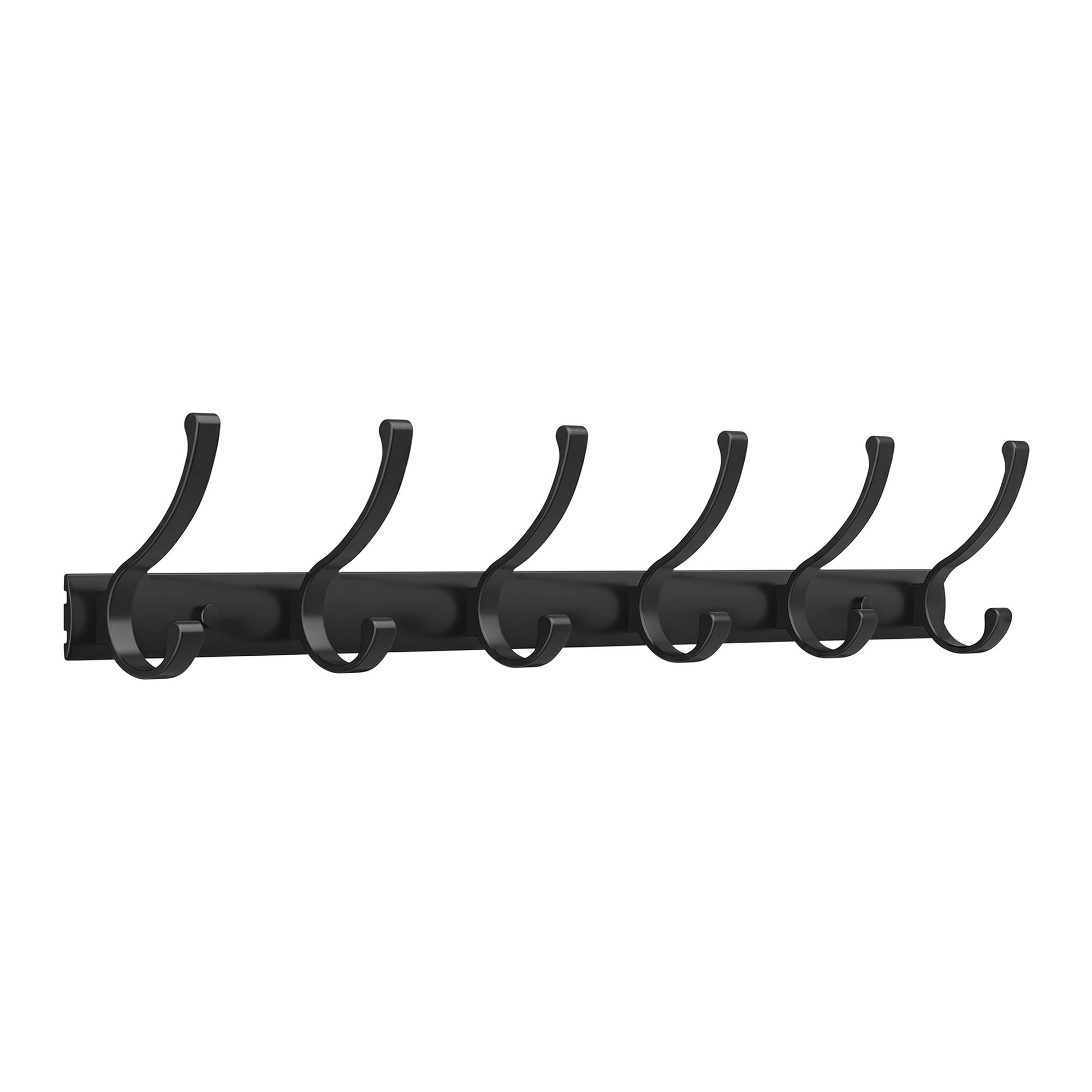 Unique Bargains Coat Rack Wall Mount,Hat Rack for Entryway and Bedroom Black 6 Hooks