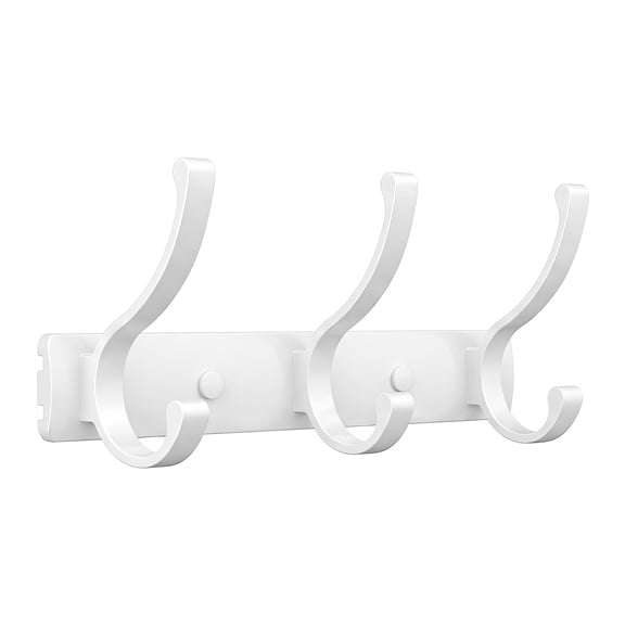 Unique Bargains Coat Rack Wall Mount,Hat Rack for Entryway and Bedroom White 3 Hooks