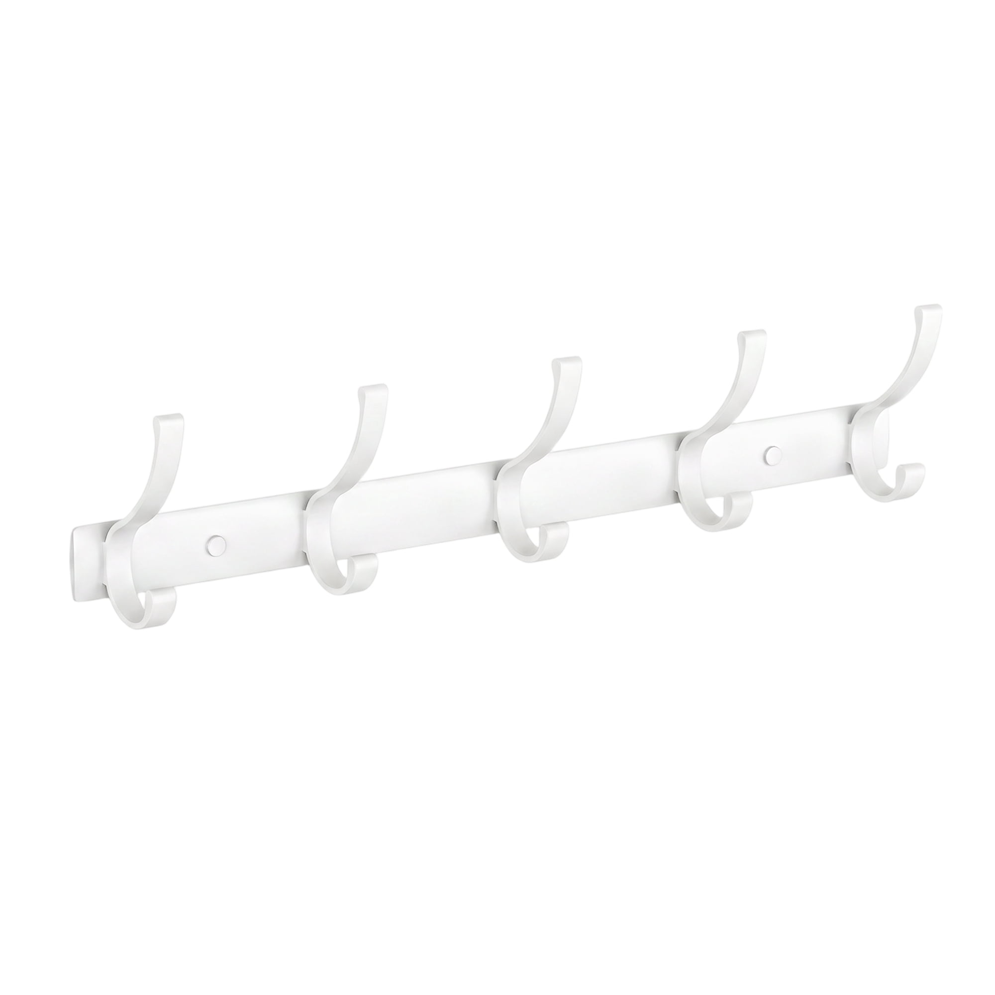 Unique Bargains Coat Rack Wall Mount,Hat Rack for Entryway and Bedroom White 5 Hooks