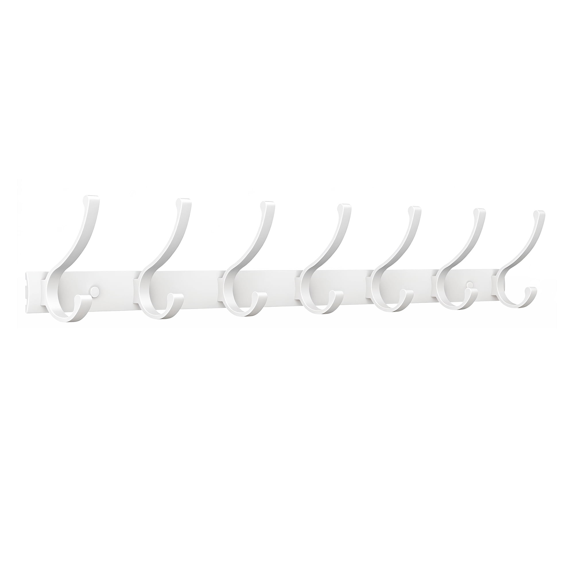 Unique Bargains Coat Rack Wall Mount,Hat Rack for Entryway and Bedroom White 7 Hooks