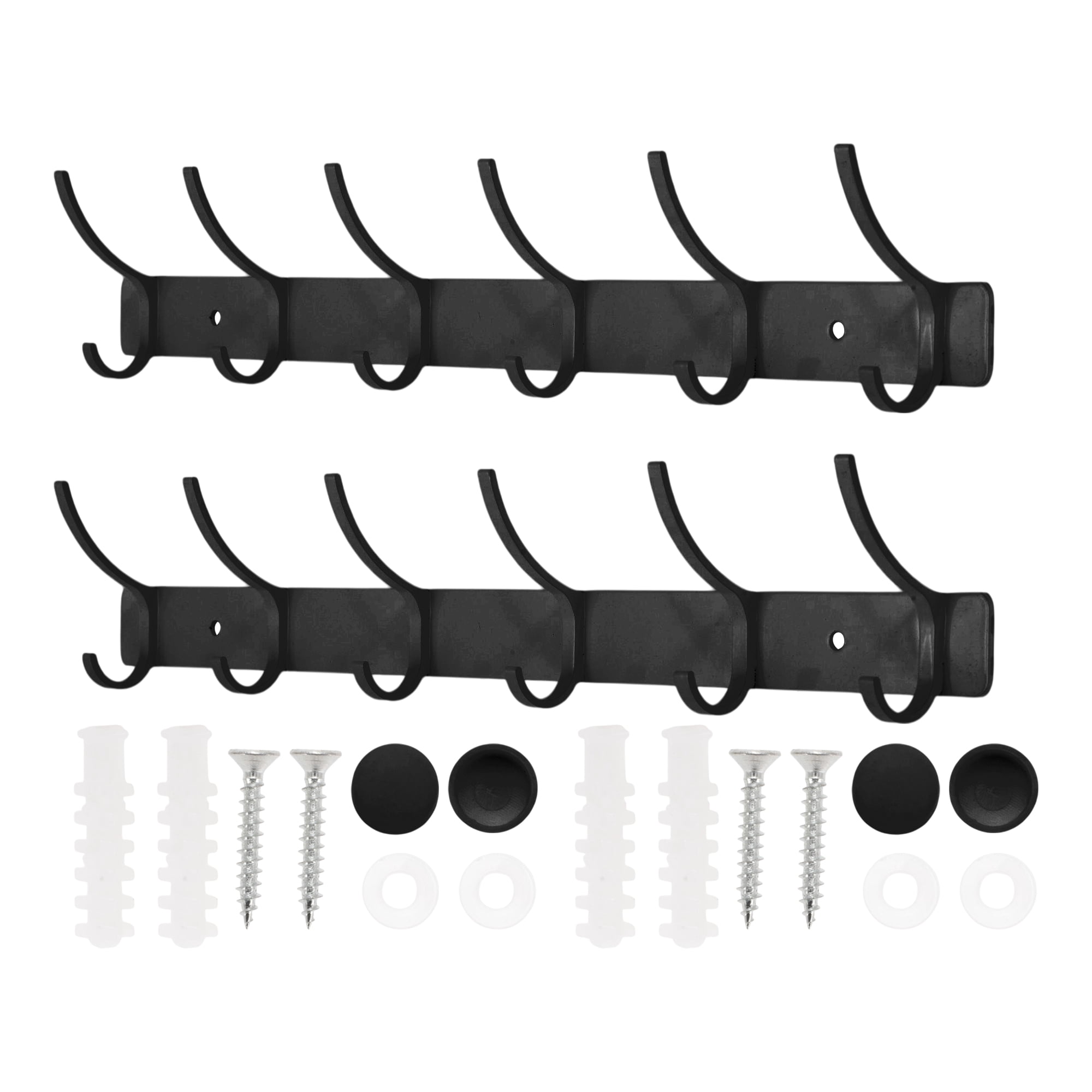 Unique Bargains Coat Rack Wall Mount Hook Black 15x1.2x6