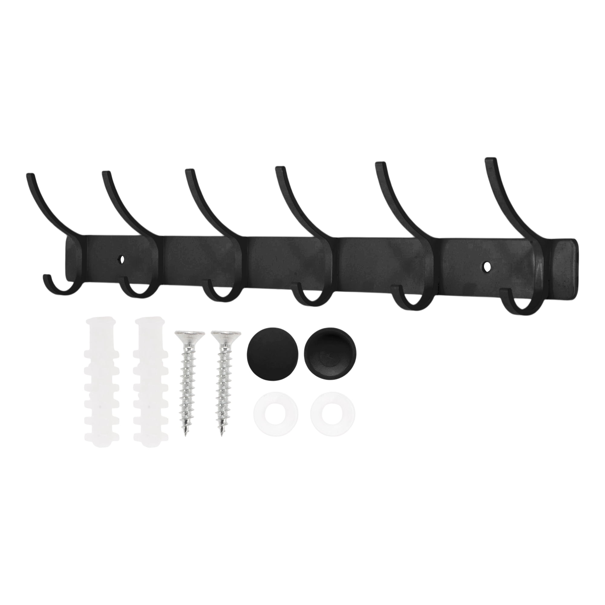 Unique Bargains Coat Rack Wall Mount Hook Deep Black 15x1.2x6