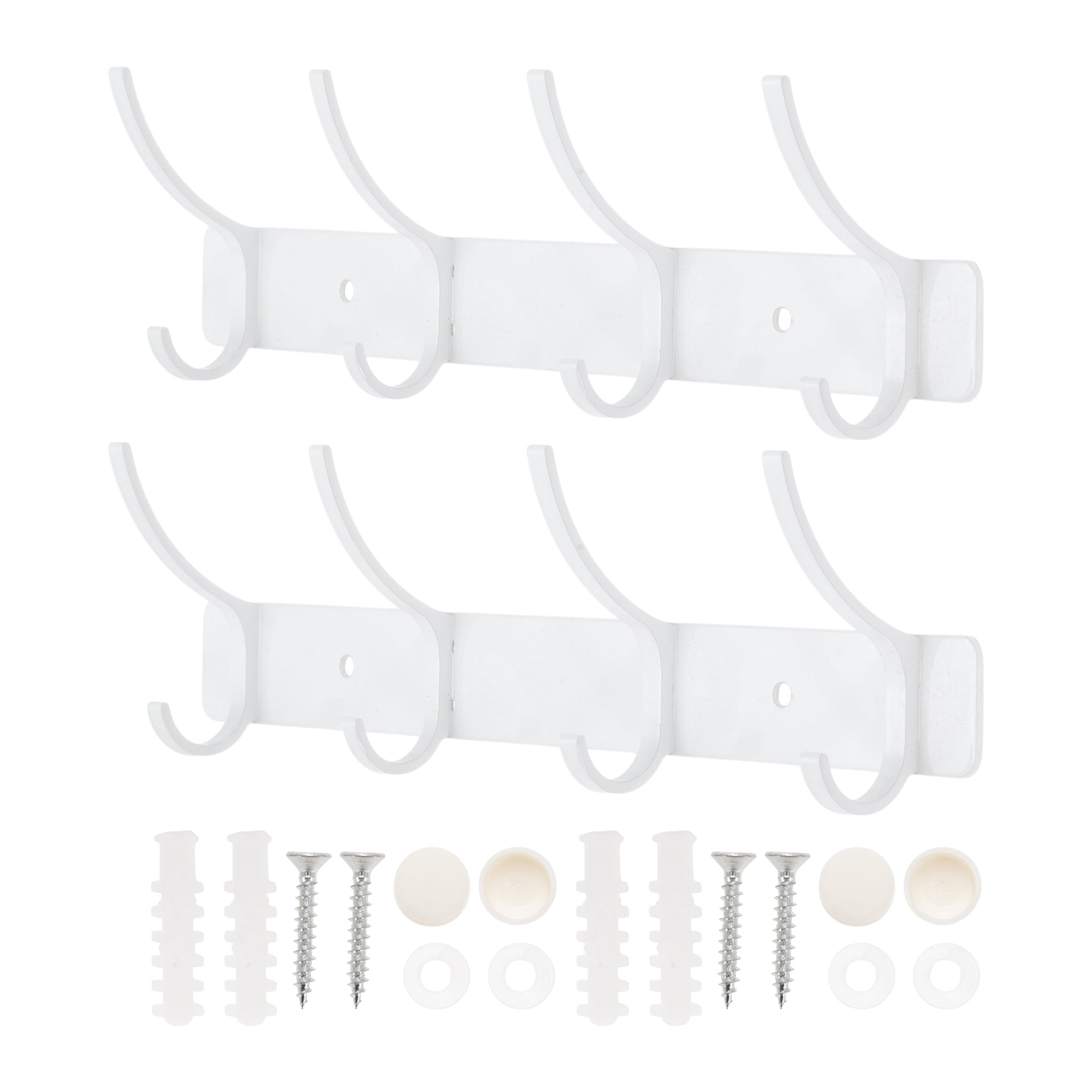 Unique Bargains Coat Rack Wall Mount Hook White 6.9x1.2x6