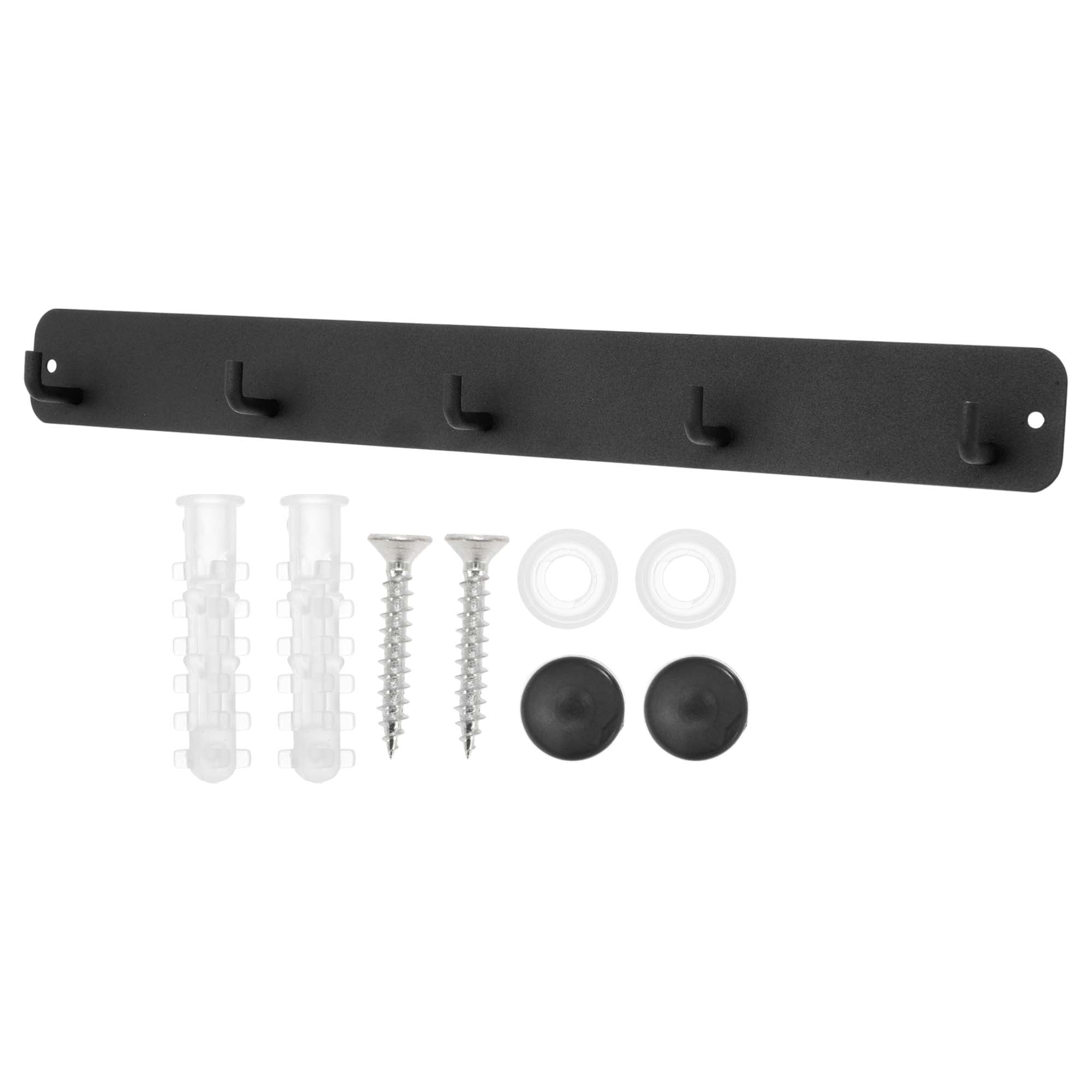 Unique Bargains Coat Rack Wall Mount Hooks for Hanging Black 14.17"x1.57"x0.12" 1 Pc