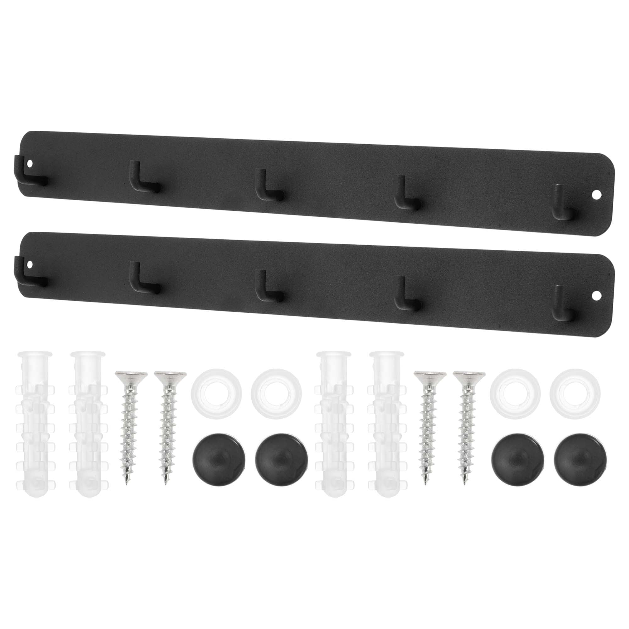 Unique Bargains Coat Rack Wall Mount Hooks for Hanging Black 14.17"x1.57"x0.12" 2 Pcs