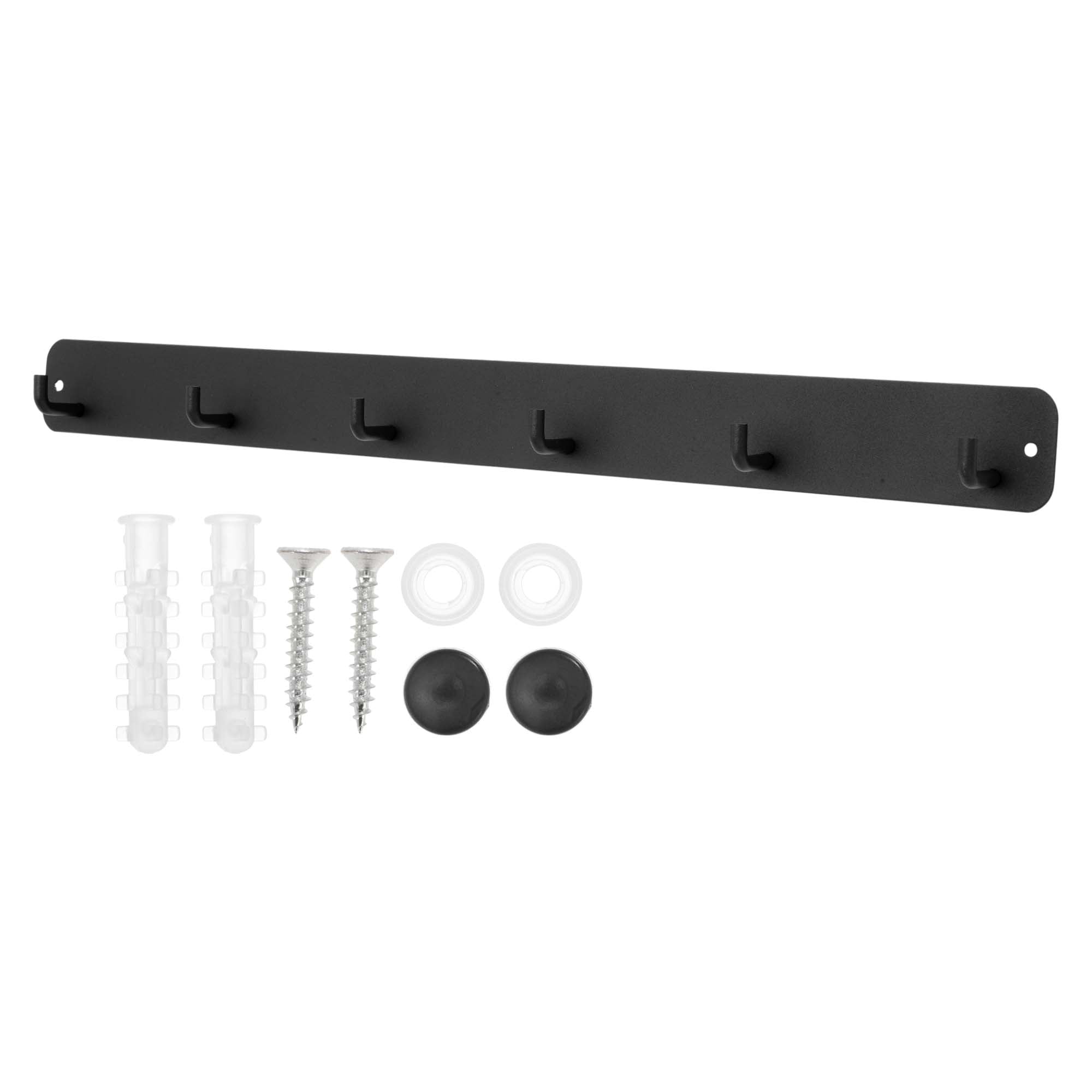 Unique Bargains Coat Rack Wall Mount Hooks for Hanging Black 17.32"x1.57"x0.12" 1 Pc