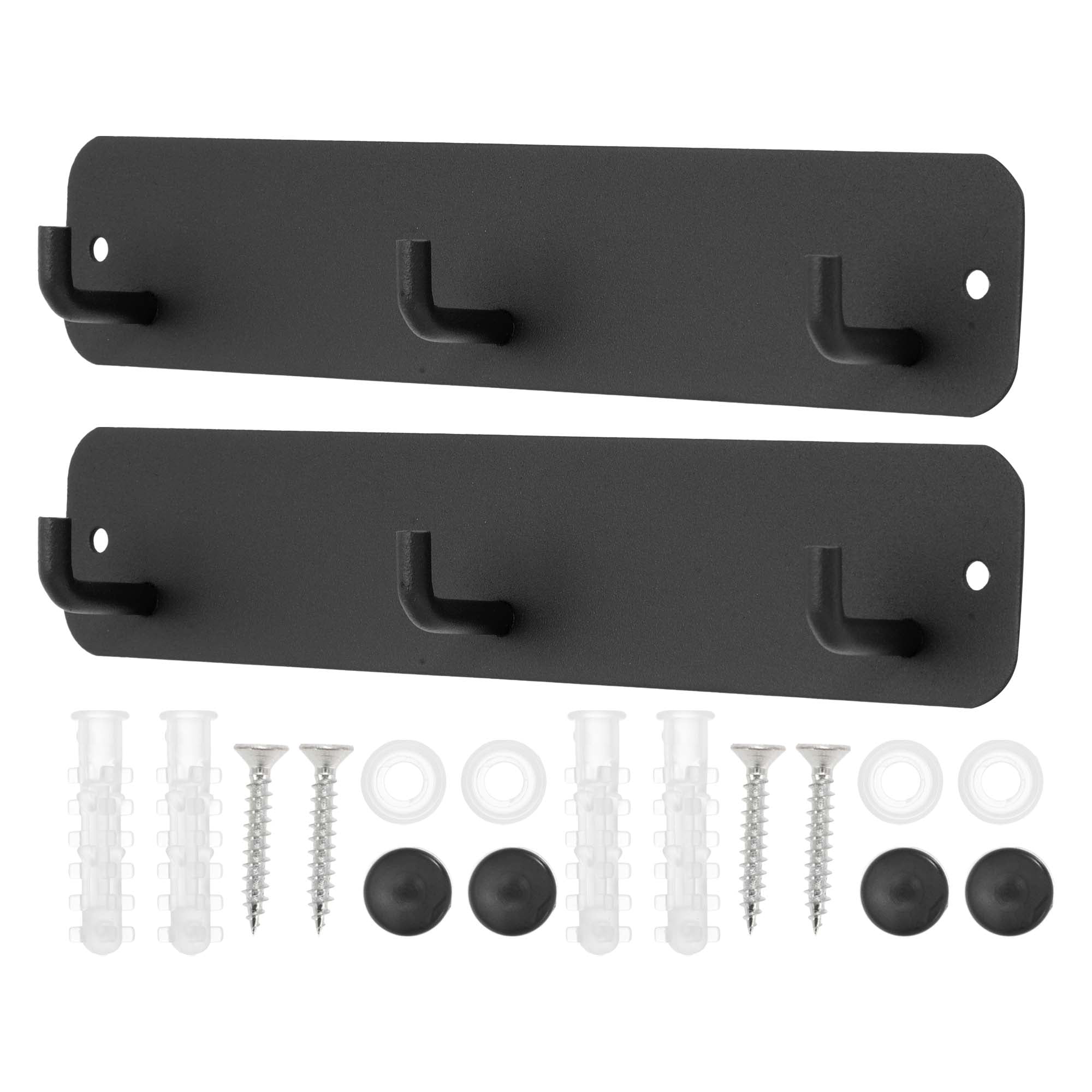 Unique Bargains Coat Rack Wall Mount Hooks for Hanging Black 7.87"x1.57"x0.12" 2 Pcs