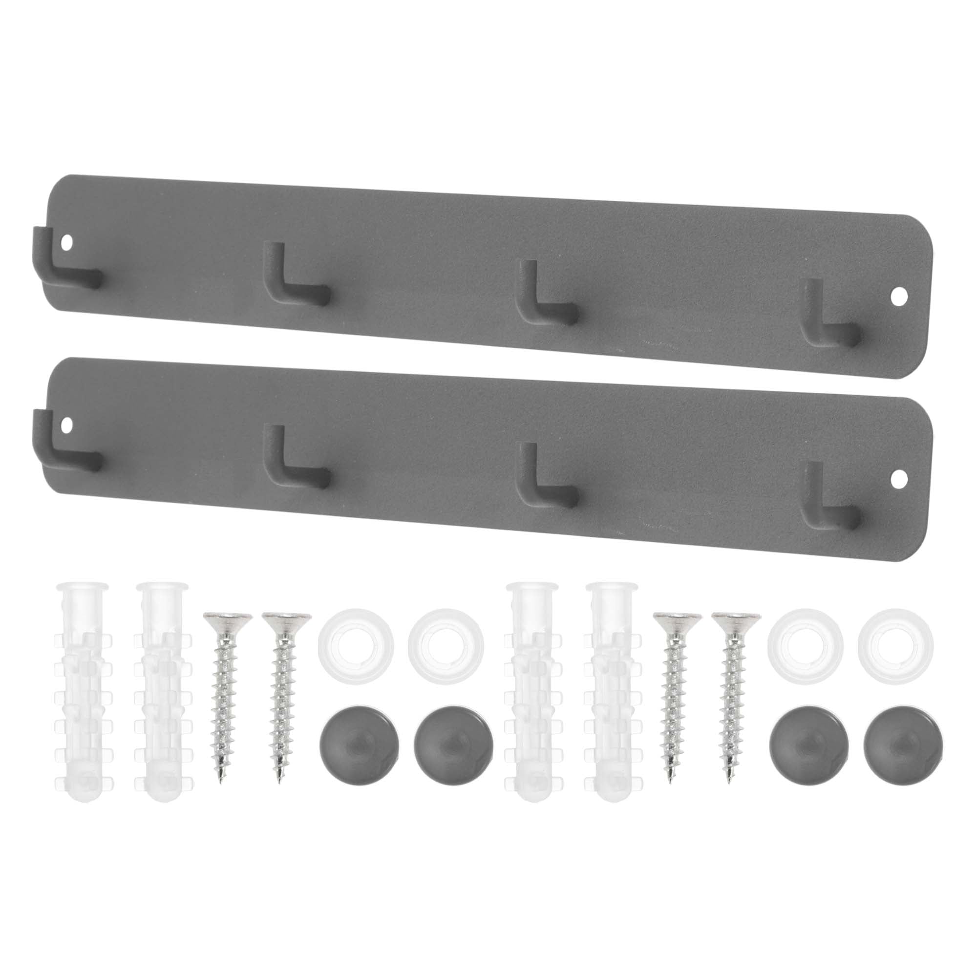 Unique Bargains Coat Rack Wall Mount Hooks for Hanging Gray 11.02"x1.57"x0.12" 2 Pcs