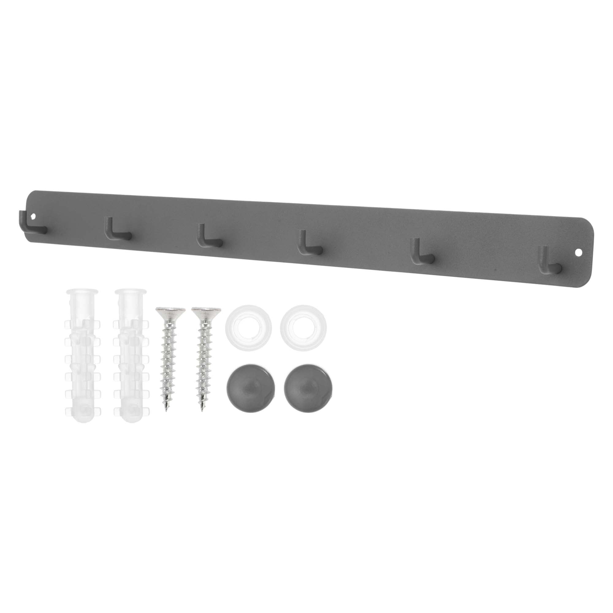 Unique Bargains Coat Rack Wall Mount Hooks for Hanging Gray 17.32"x1.57"x0.12" 1 Pc