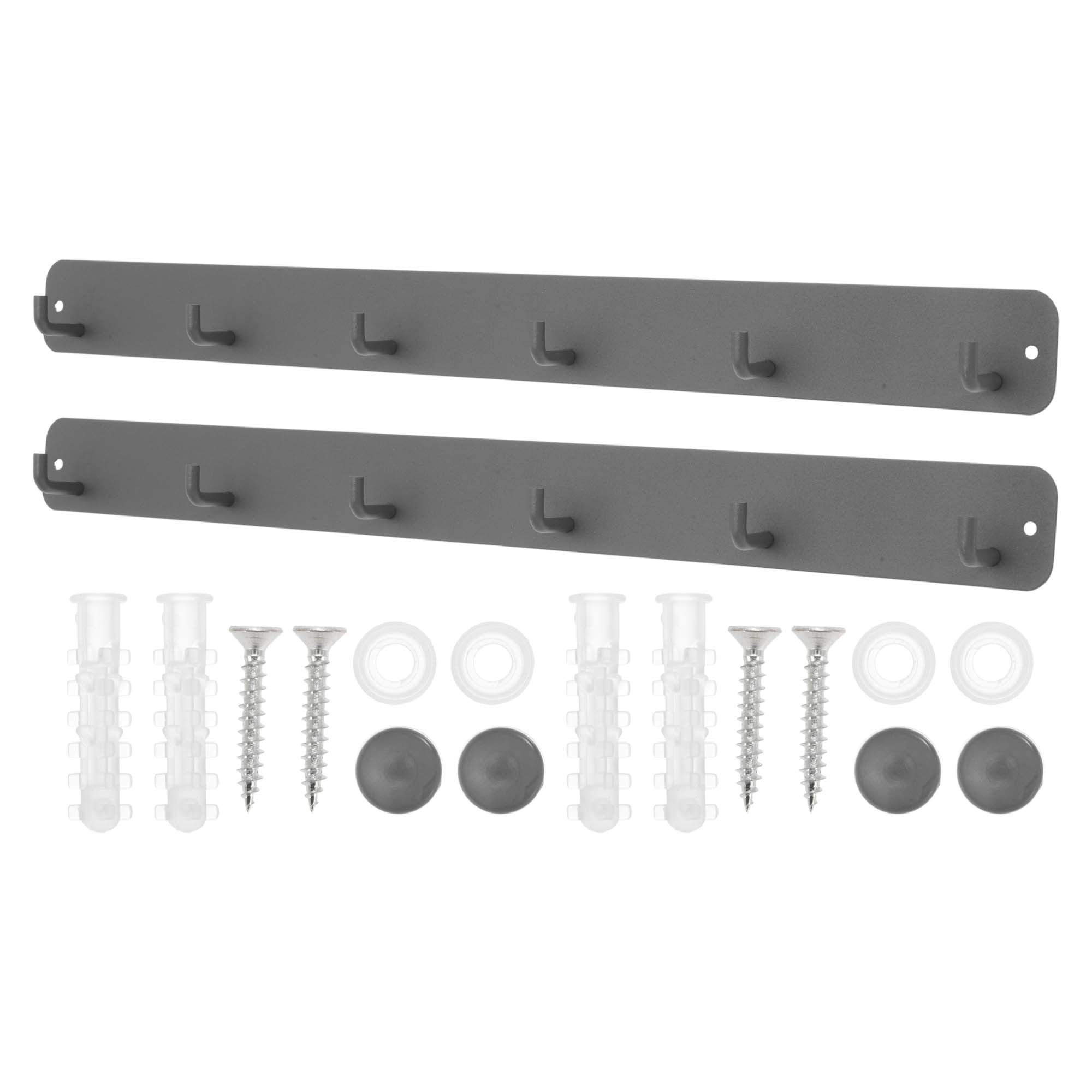 Unique Bargains Coat Rack Wall Mount Hooks for Hanging Gray 17.32"x1.57"x0.12" 2 Pcs