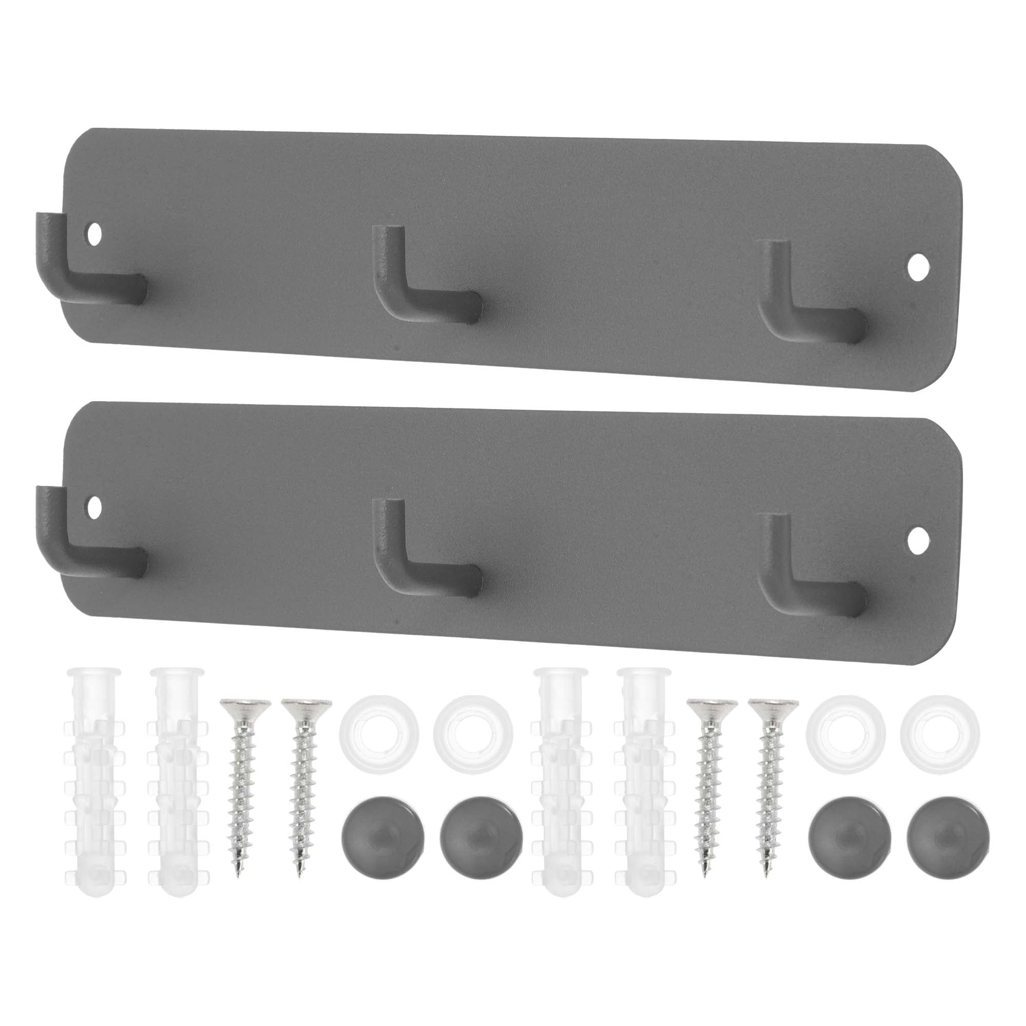 Unique Bargains Coat Rack Wall Mount Hooks for Hanging Gray 7.87"x1.57"x0.12" 2 Pcs