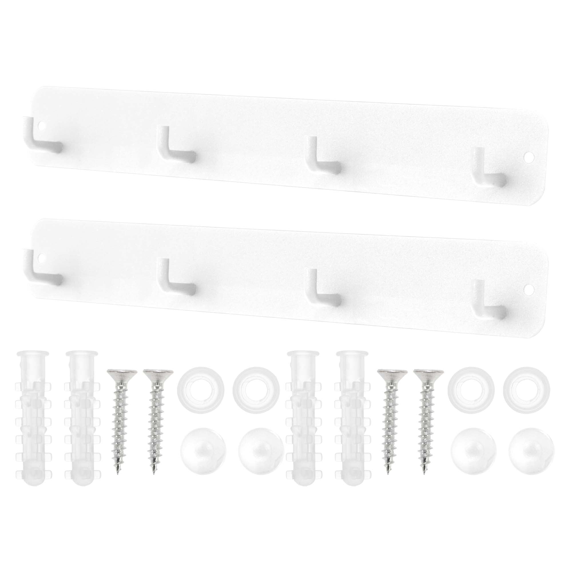 Unique Bargains Coat Rack Wall Mount Hooks for Hanging White 11.02"x1.57"x0.12" 2 Pcs