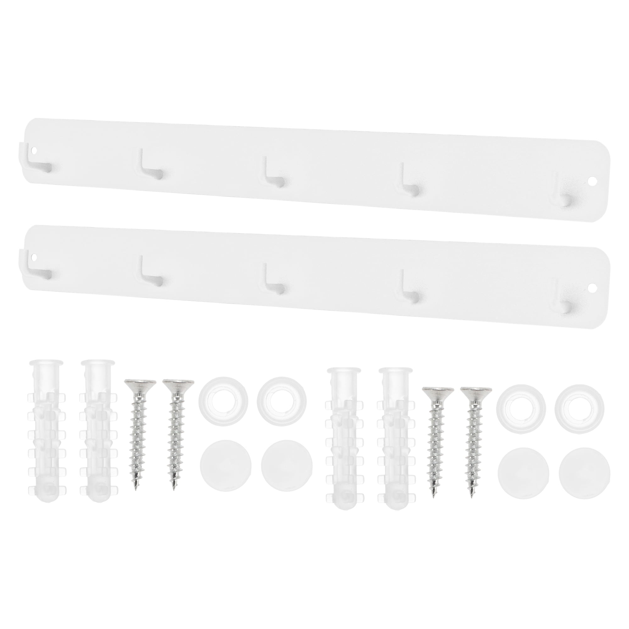 Unique Bargains Coat Rack Wall Mount Hooks for Hanging White 14.17"x1.57"x0.12" 2 Pcs