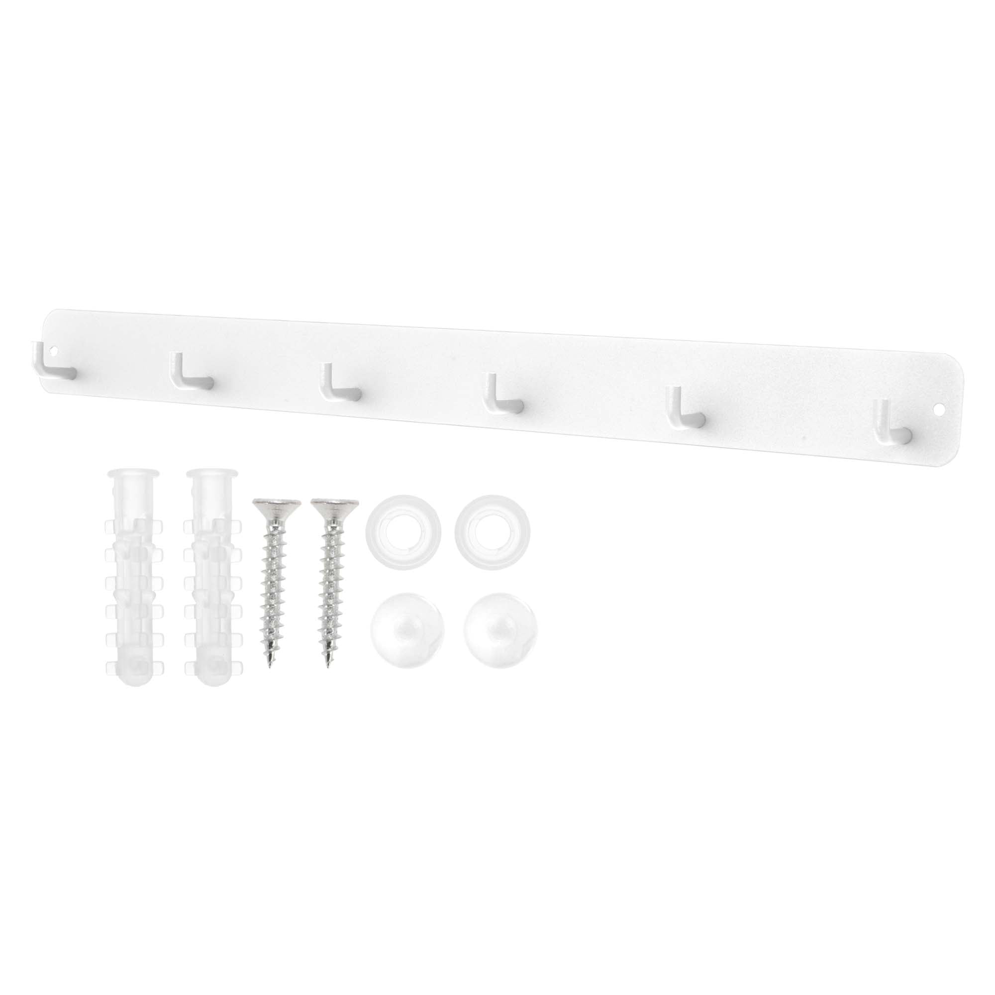 Unique Bargains Coat Rack Wall Mount Hooks for Hanging White 17.32"x1.57"x0.12" 1 Pc