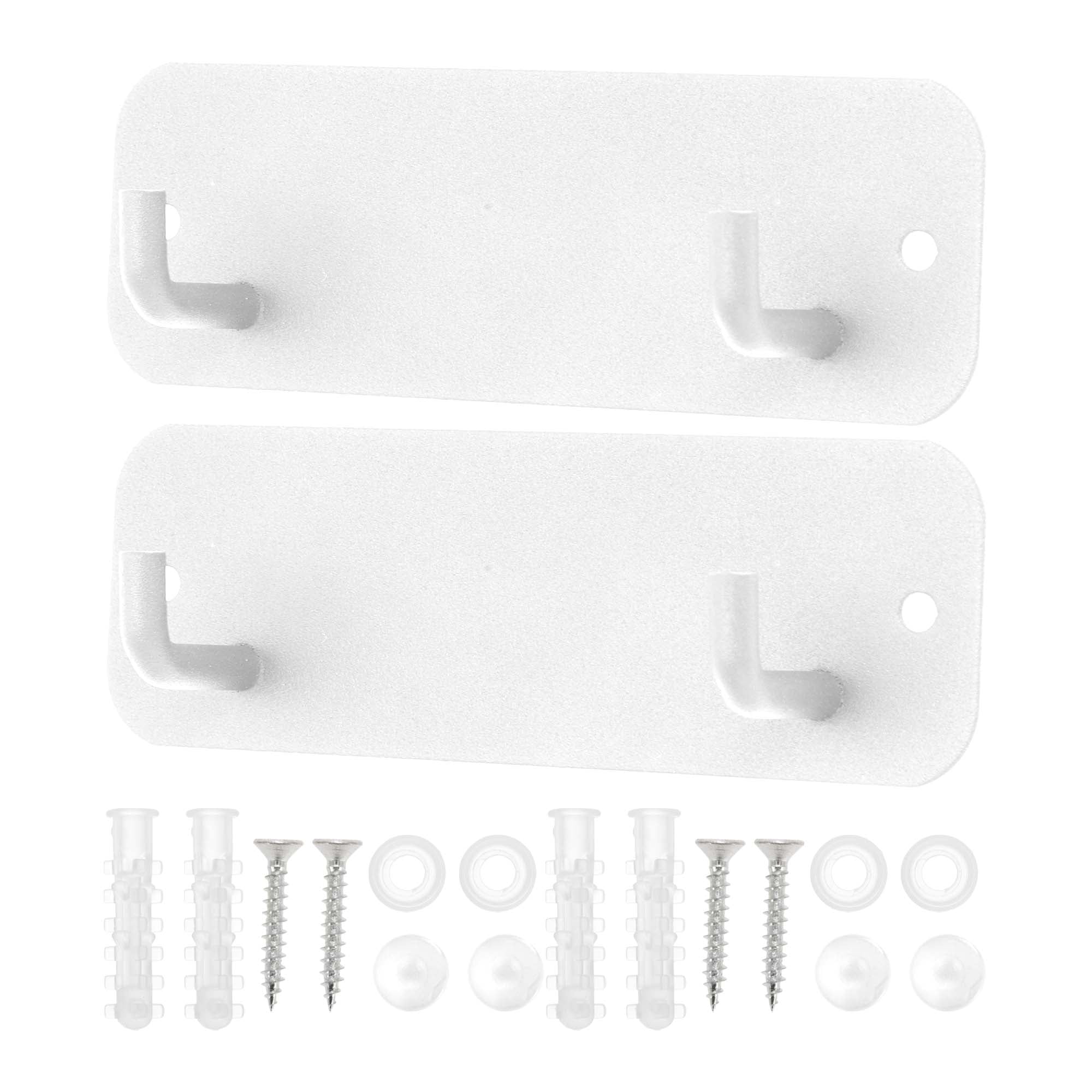 Unique Bargains Coat Rack Wall Mount Hooks for Hanging White 4.72"x1.57"x0.12" 2 Pcs