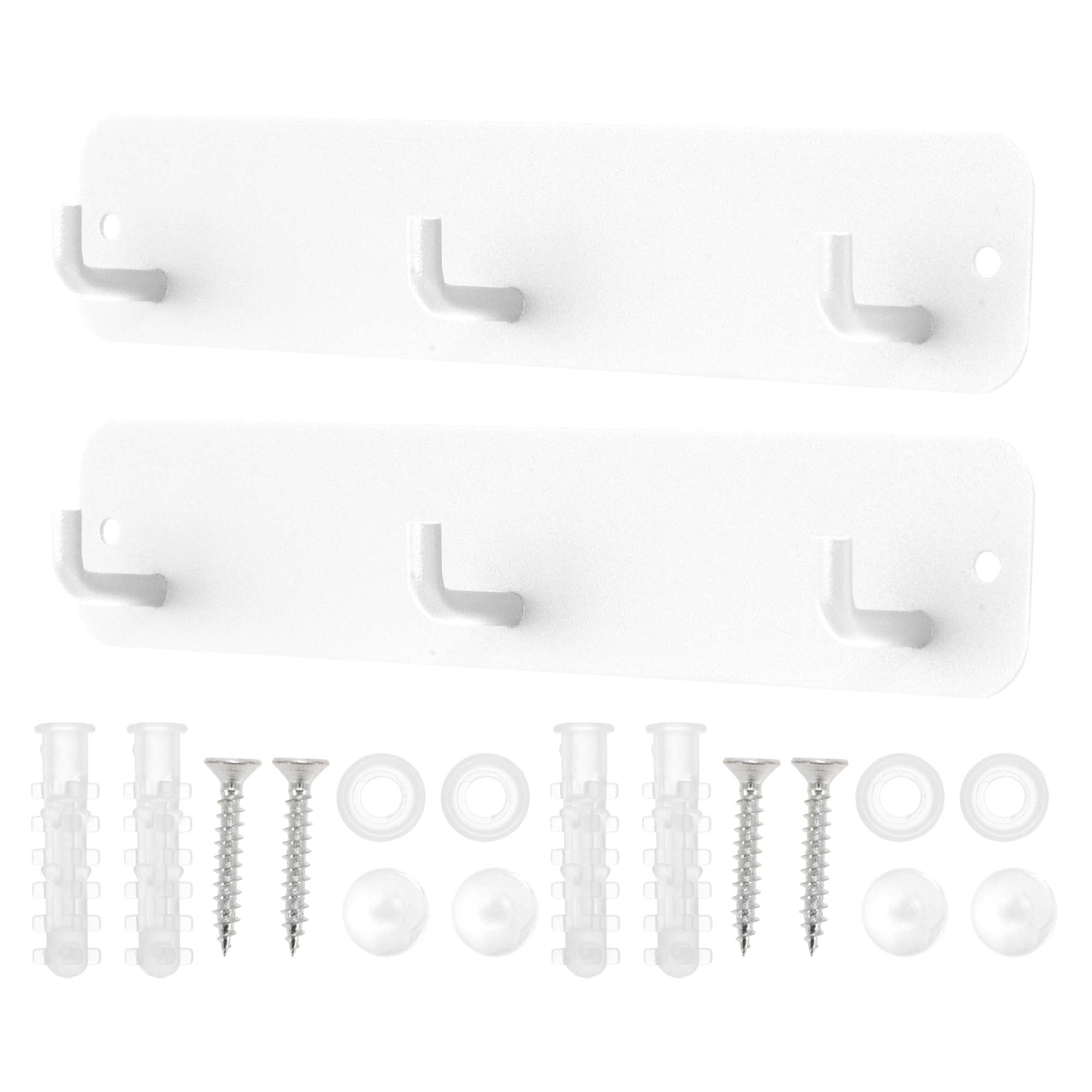 Unique Bargains Coat Rack Wall Mount Hooks for Hanging White 7.87"x1.57"x0.12" 2 Pcs