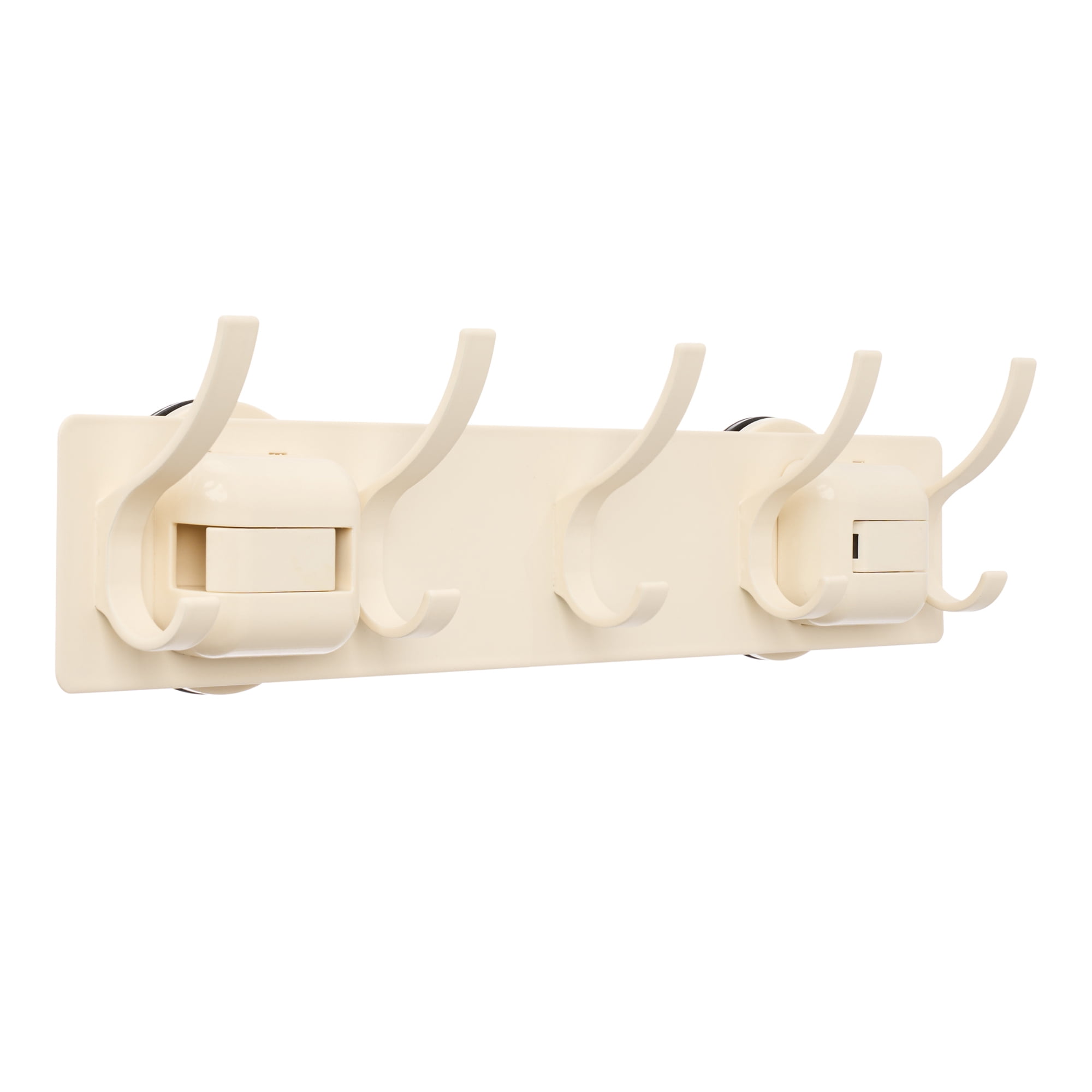 Unique Bargains Coat Rack Wall Mount Metal Suction Round 5 Hooks Rack White 13.2"x2.4"