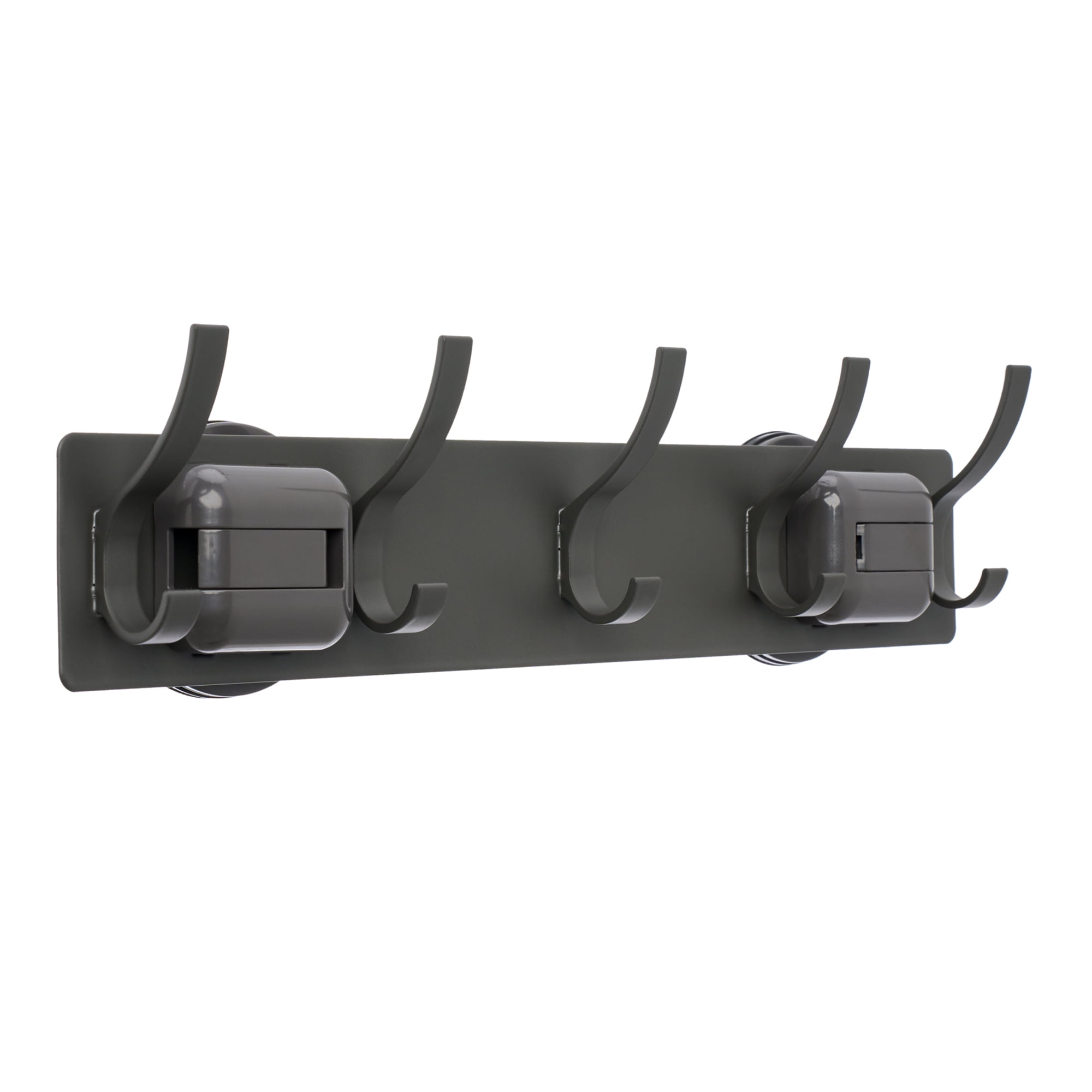 Unique Bargains Coat Rack Wall Mount Metal Suction Round 5 Hooks Rack gray 13.2"x2.4"
