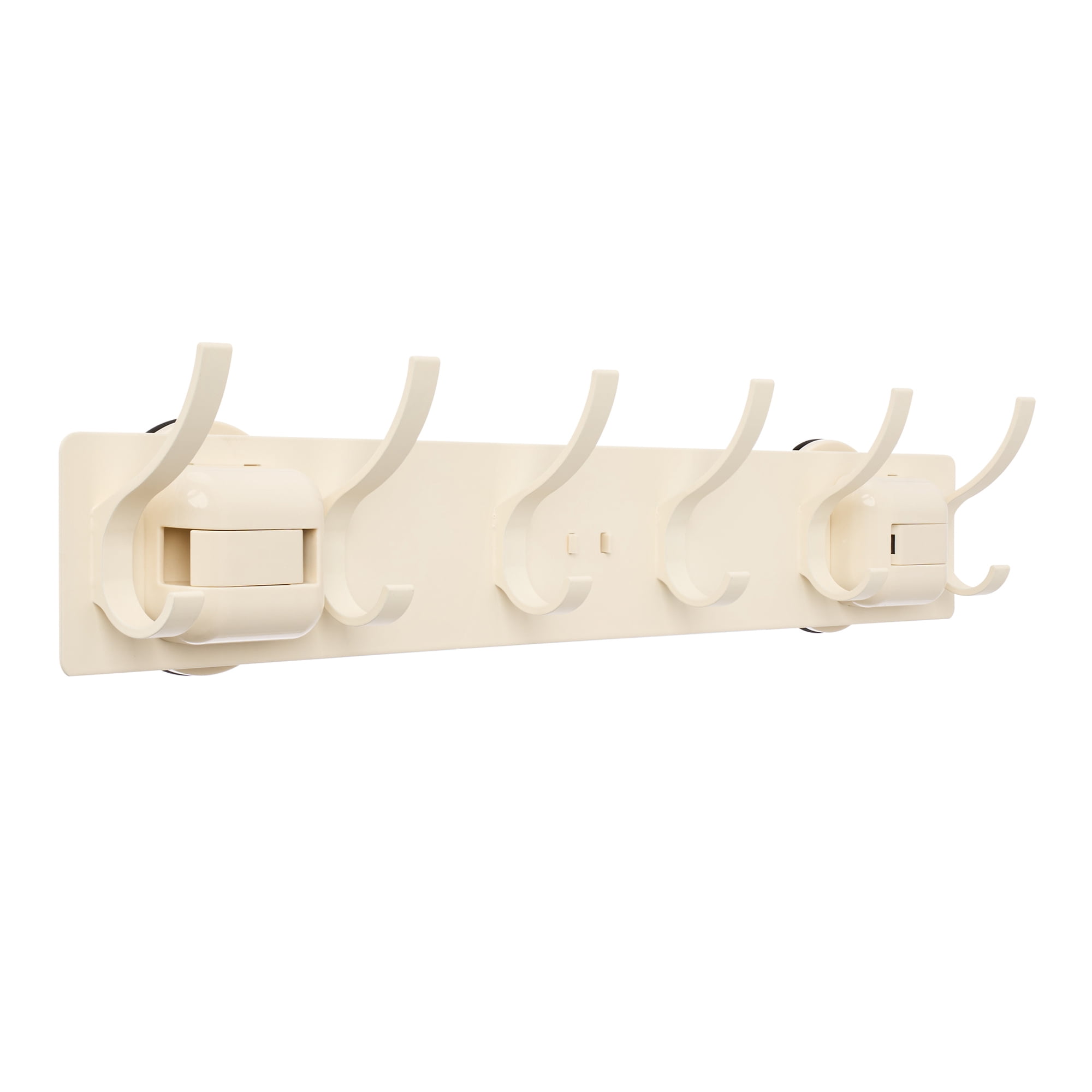 Unique Bargains Coat Rack Wall Mount Metal Suction Round 6 Hooks Rack White 16.1"x2.4"