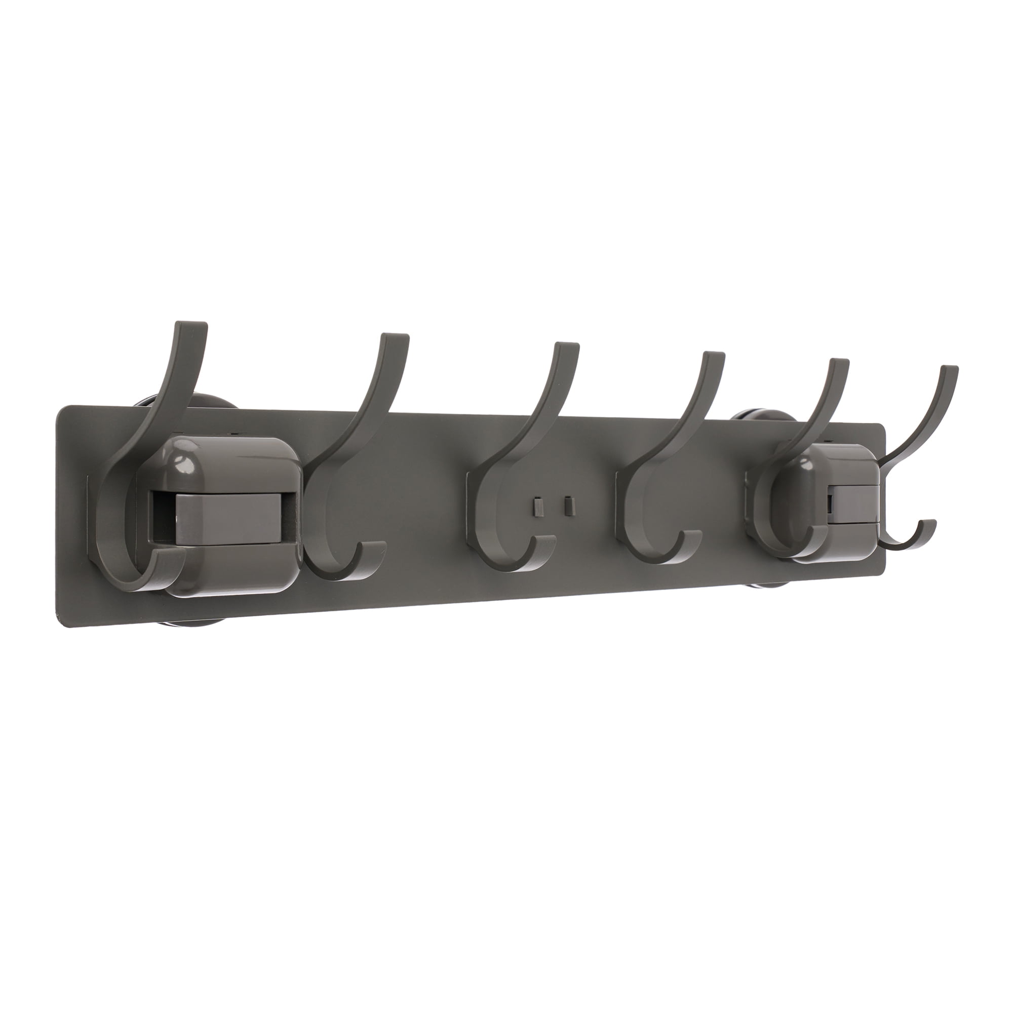 Unique Bargains Coat Rack Wall Mount Metal Suction Round 6 Hooks Rack gray 16.1"x2.4"