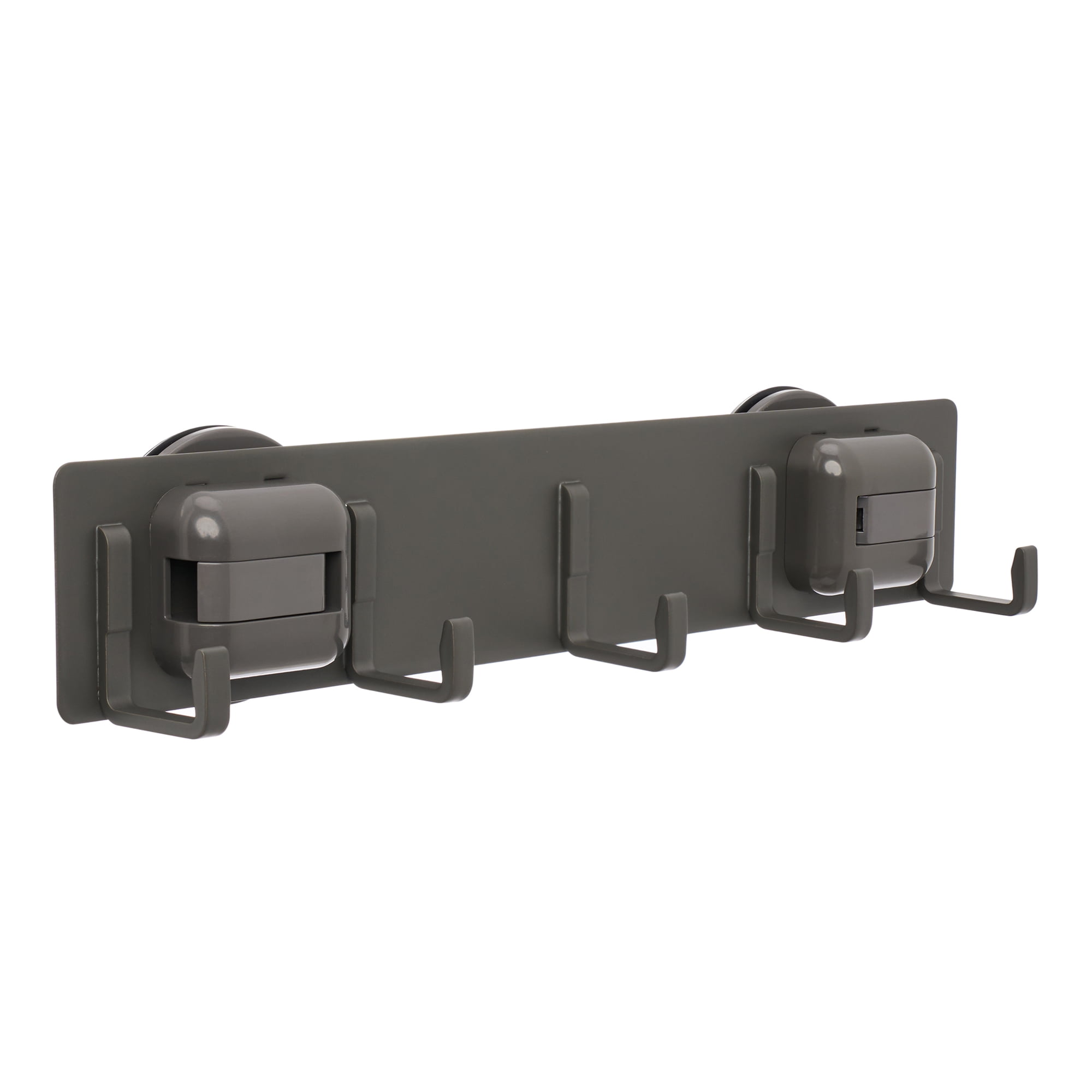 Unique Bargains Coat Rack Wall Mount Metal Suction Square 5 Hooks Rack Gray 13.2"x2.4"