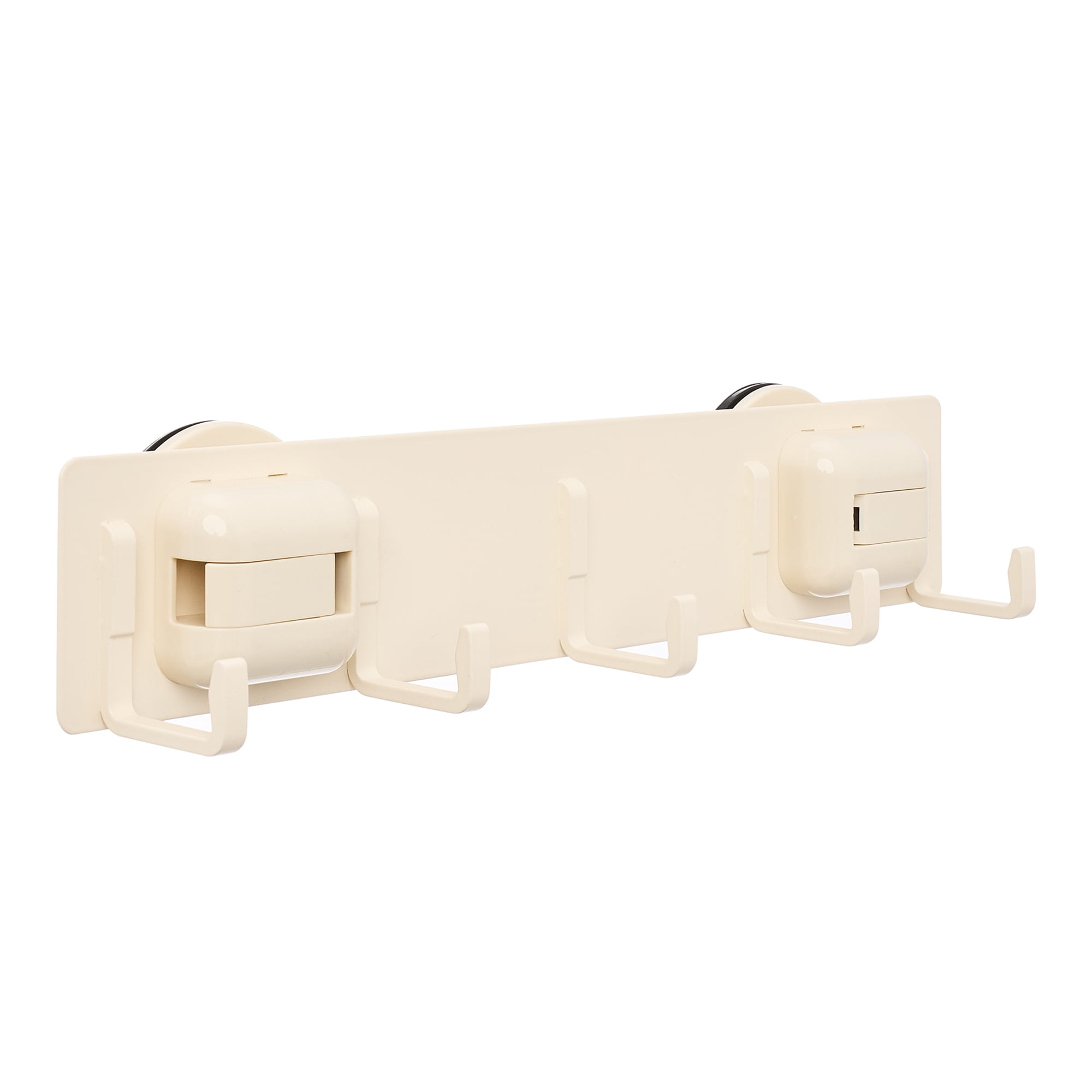 Unique Bargains Coat Rack Wall Mount Metal Suction Square 5 Hooks Rack White 13.2"x2.4"