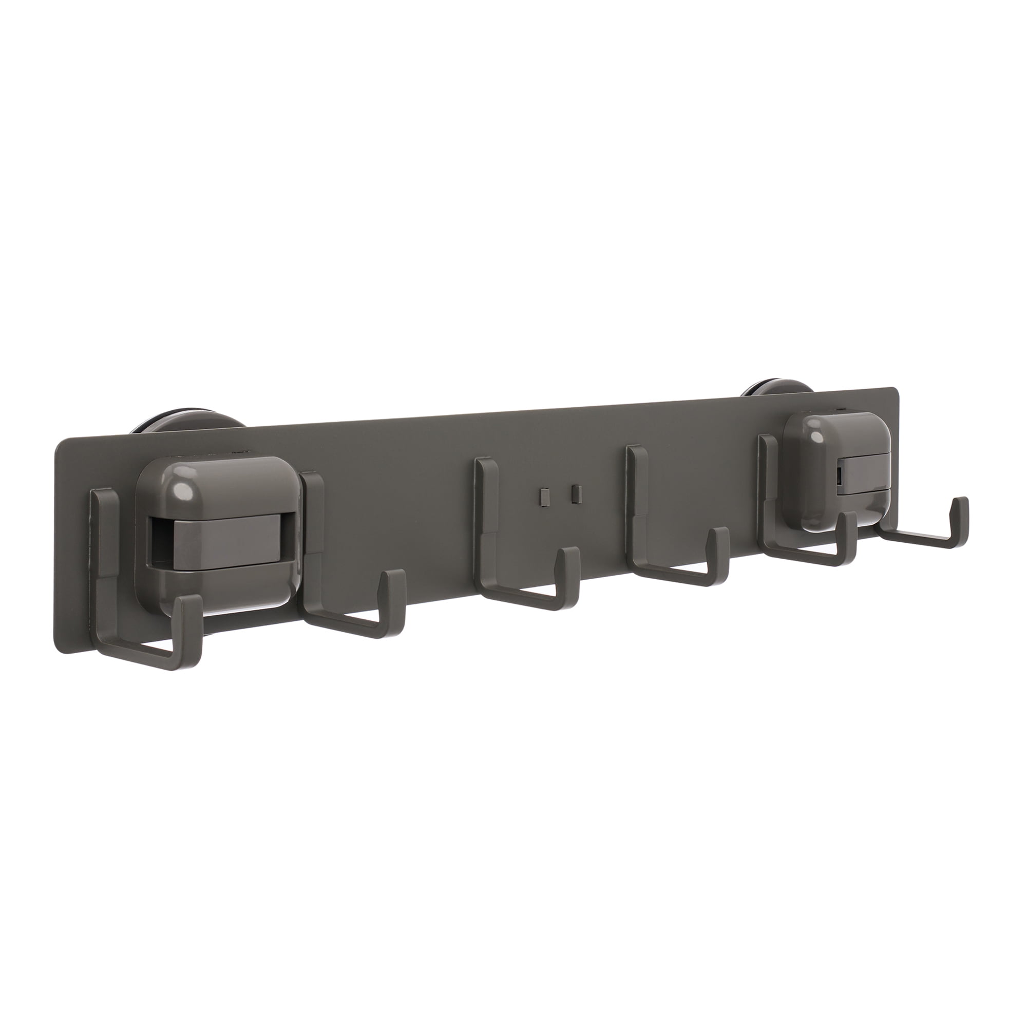 Unique Bargains Coat Rack Wall Mount Metal Suction Square 6 Hooks Rack Gray 16.1"x2.4"