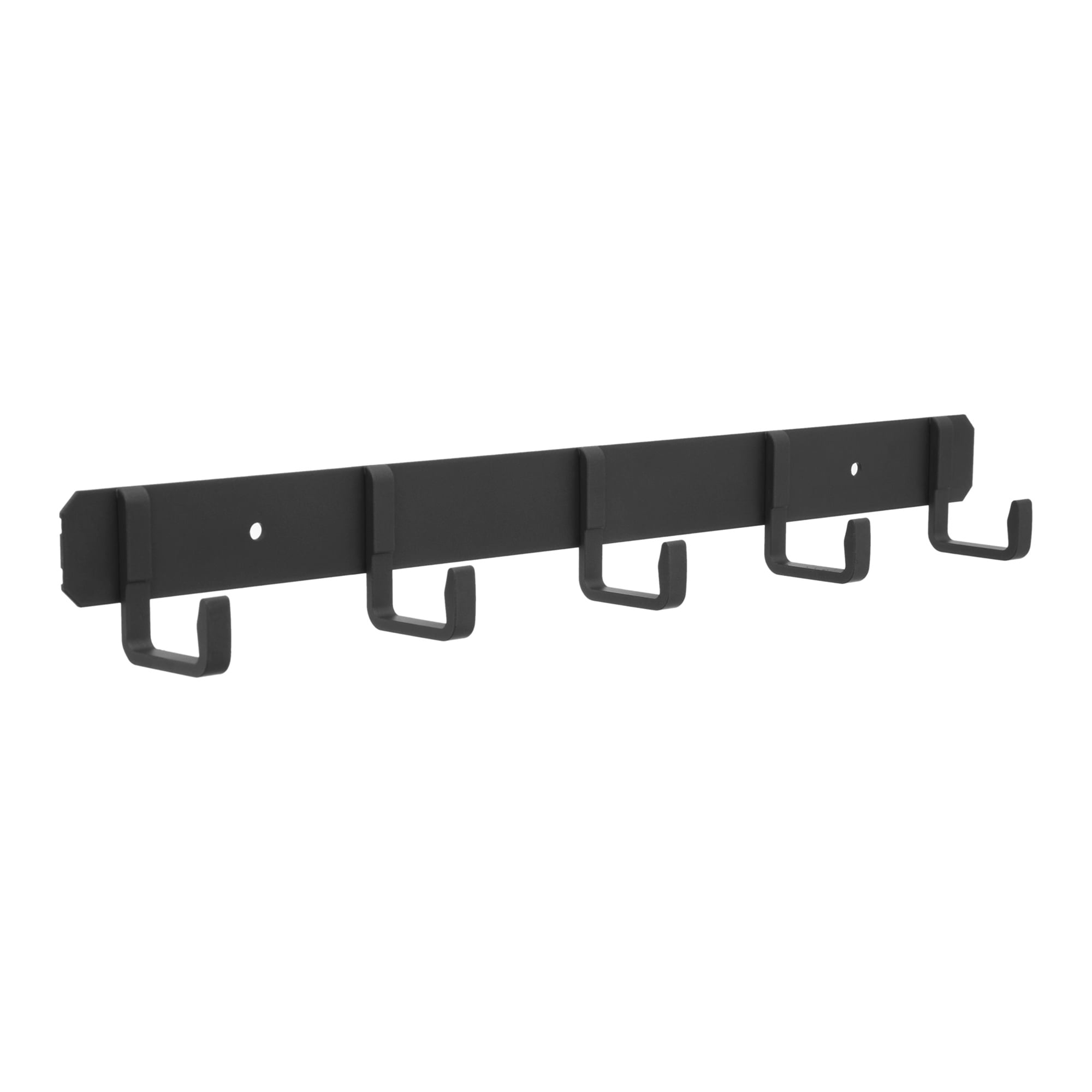 Unique Bargains Coat Rack Wall Mount Metal Wood 5 Hooks for Entryway Bathroom Black