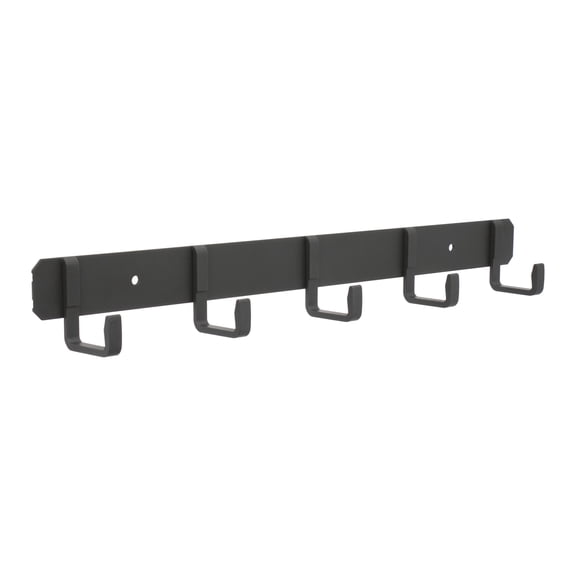 Unique Bargains Coat Rack Wall Mount Metal Wood 5 Hooks for Entryway Bathroom Gray