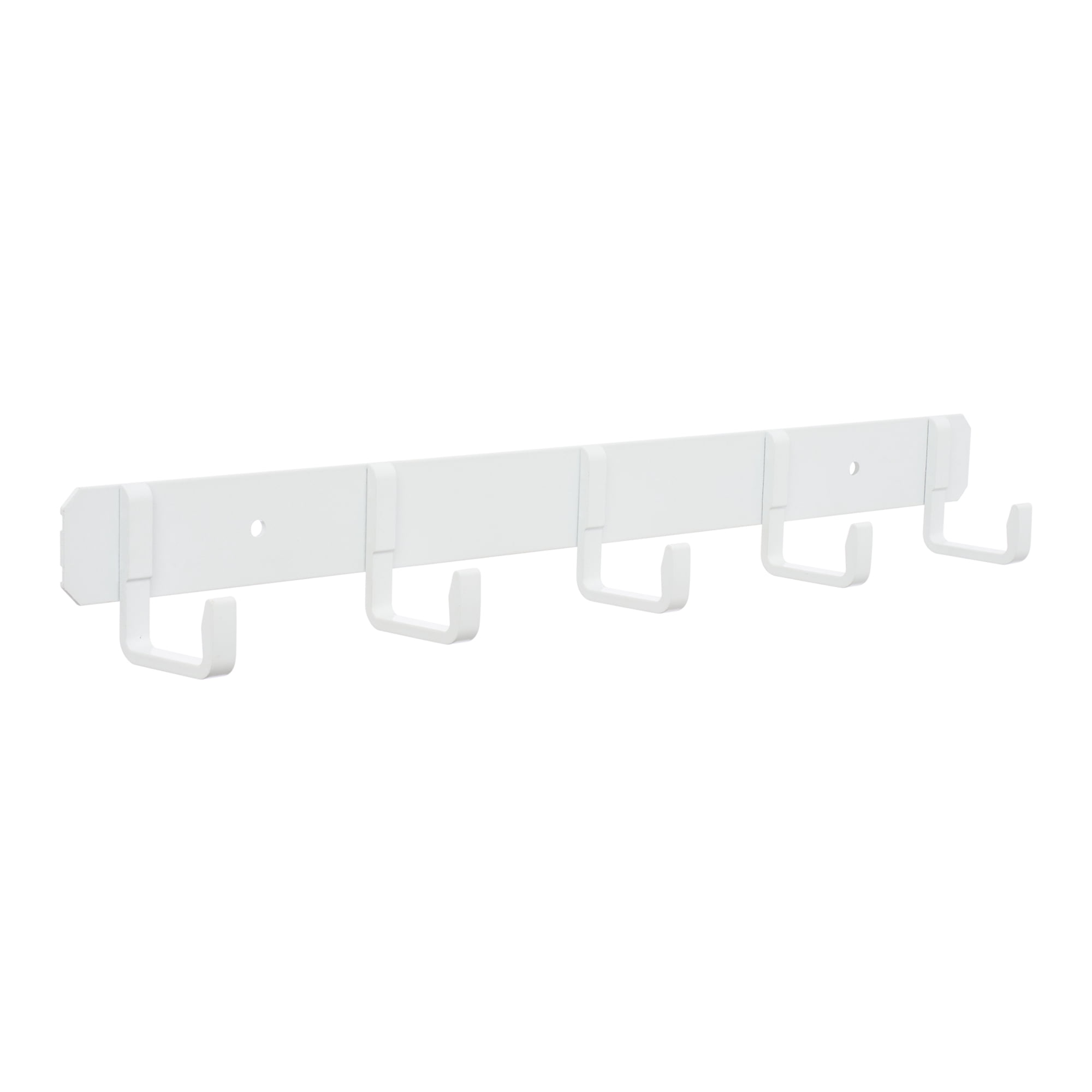 Unique Bargains Coat Rack Wall Mount Metal Wood 5 Hooks for Entryway Bathroom White