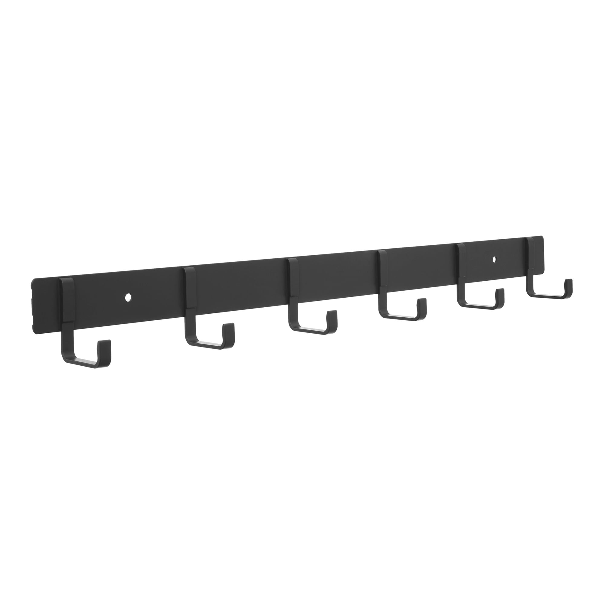 Unique Bargains Coat Rack Wall Mount Metal Wood 6 Hooks for Entryway Bathroom Black