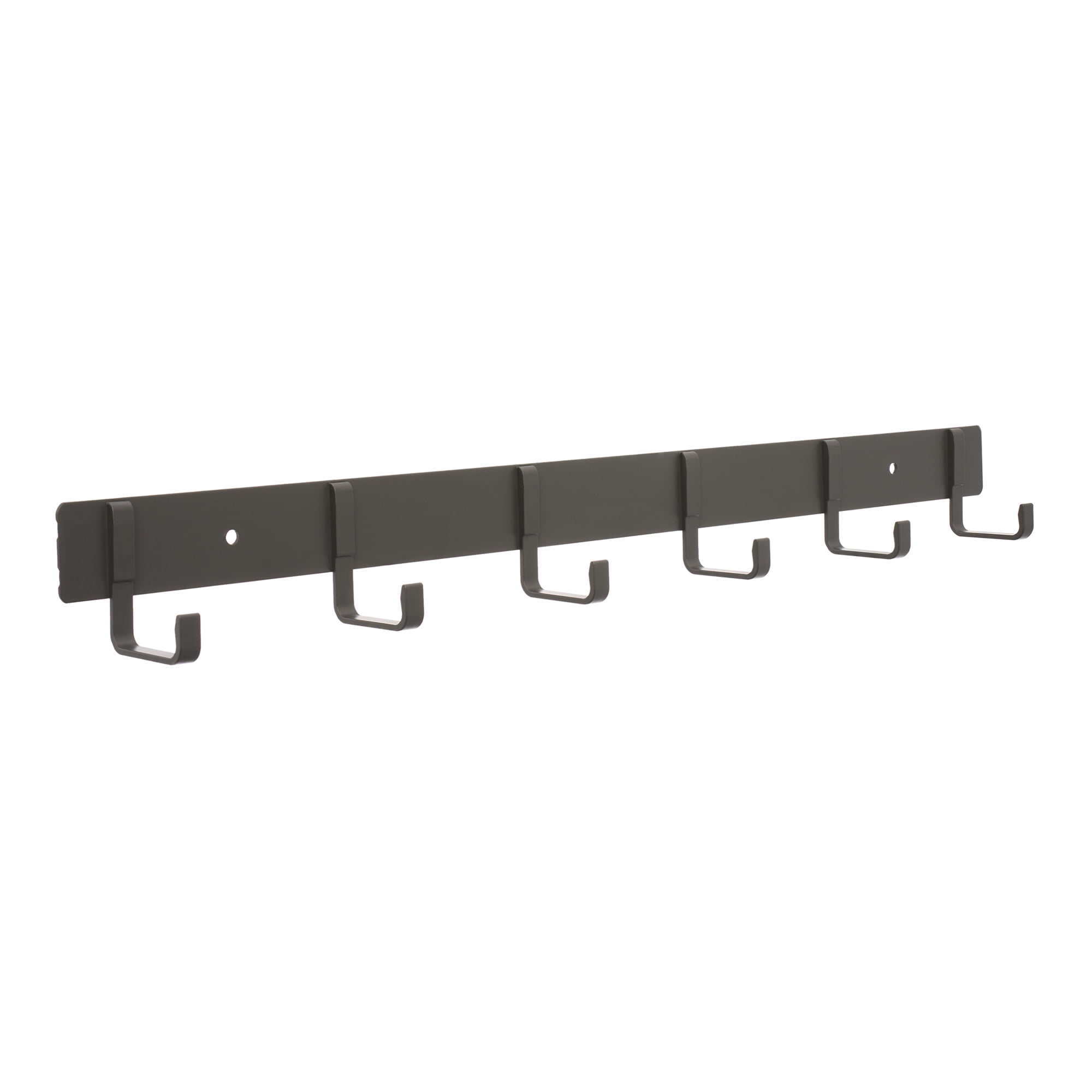 Unique Bargains Coat Rack Wall Mount Metal Wood 6 Hooks for Entryway Bathroom Gray