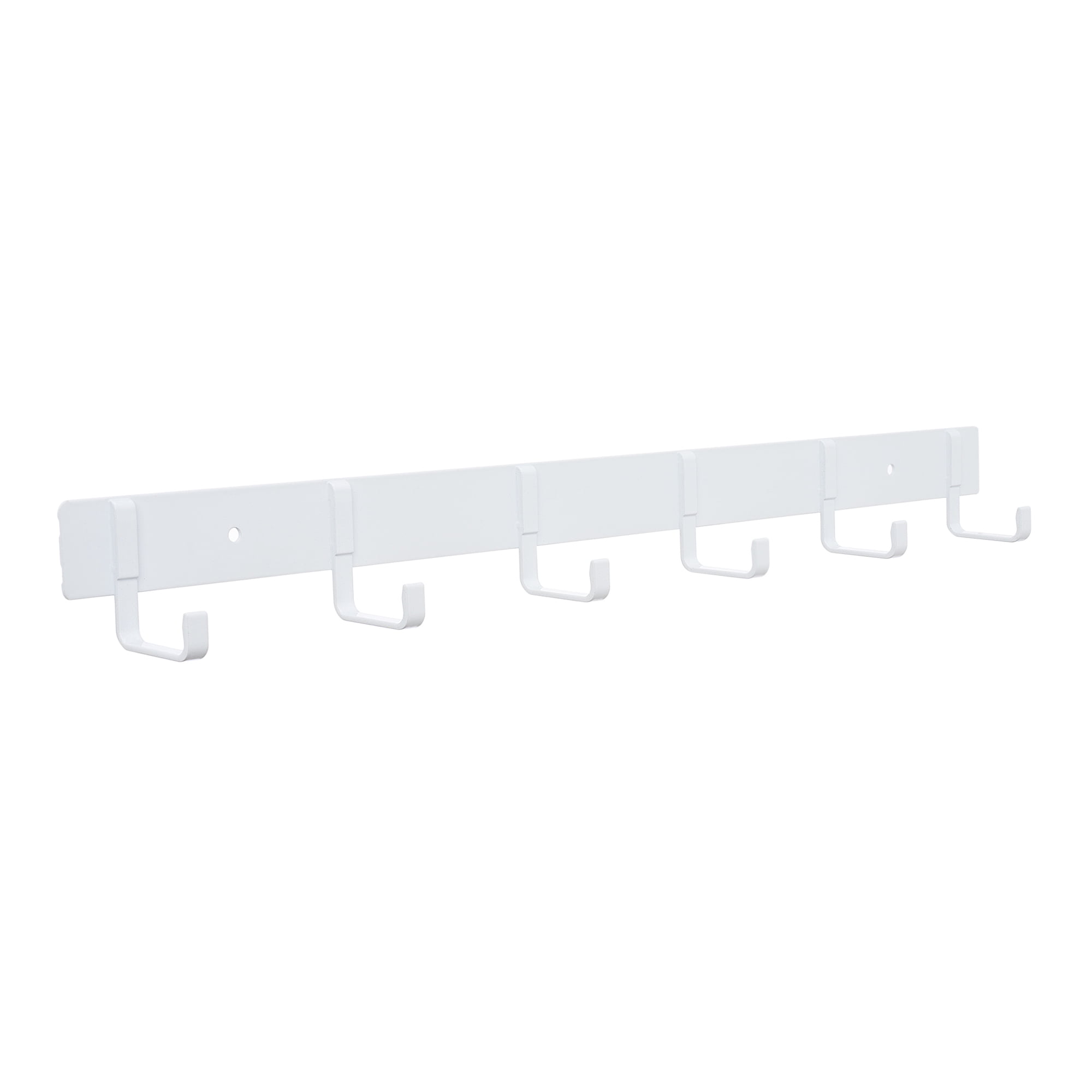 Unique Bargains Coat Rack Wall Mount Metal Wood 6 Hooks for Entryway Bathroom White