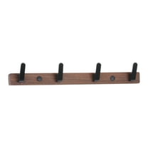 Unique Bargains Coat Rack Wall Mount Metal Wood Coat Hook for Hanging with 4 Hooks Black