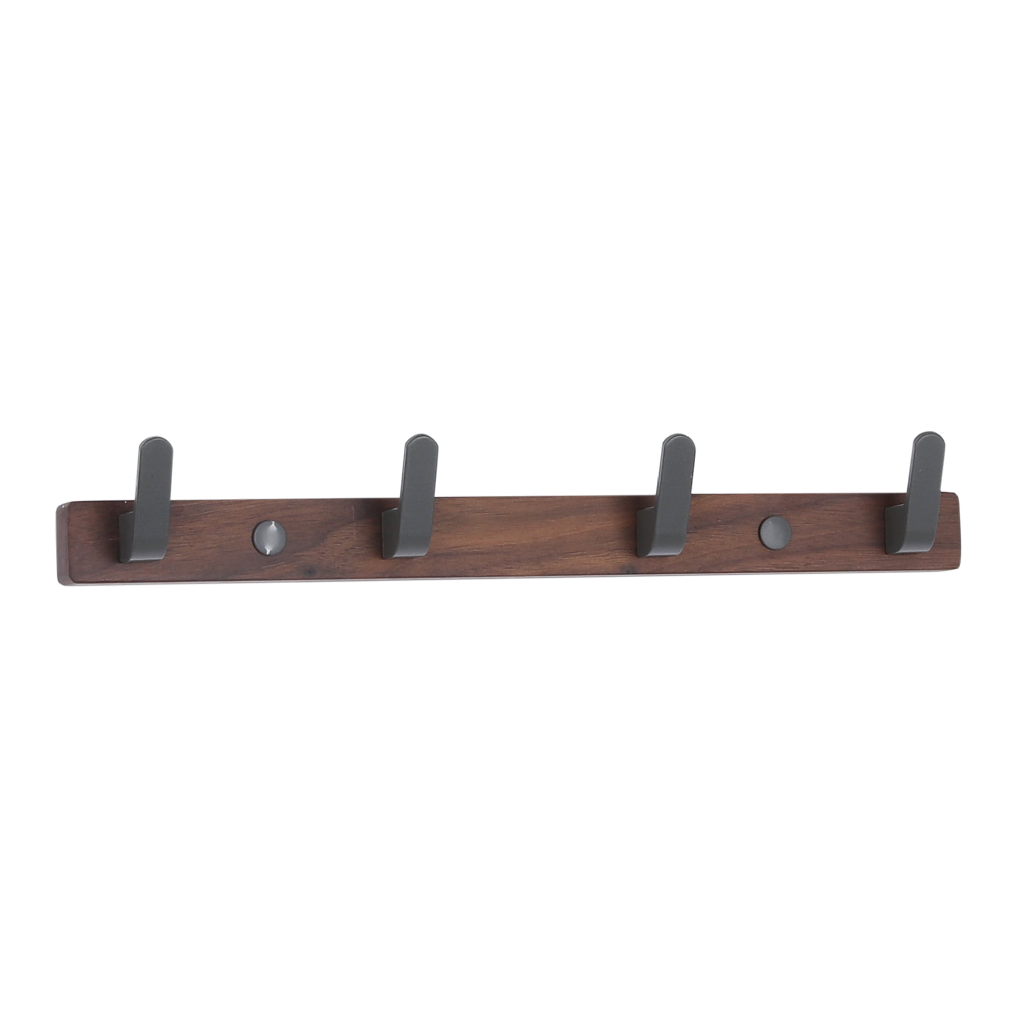 Unique Bargains Coat Rack Wall Mount Metal Wood Coat Hook for Hanging with 4 Hooks Gray