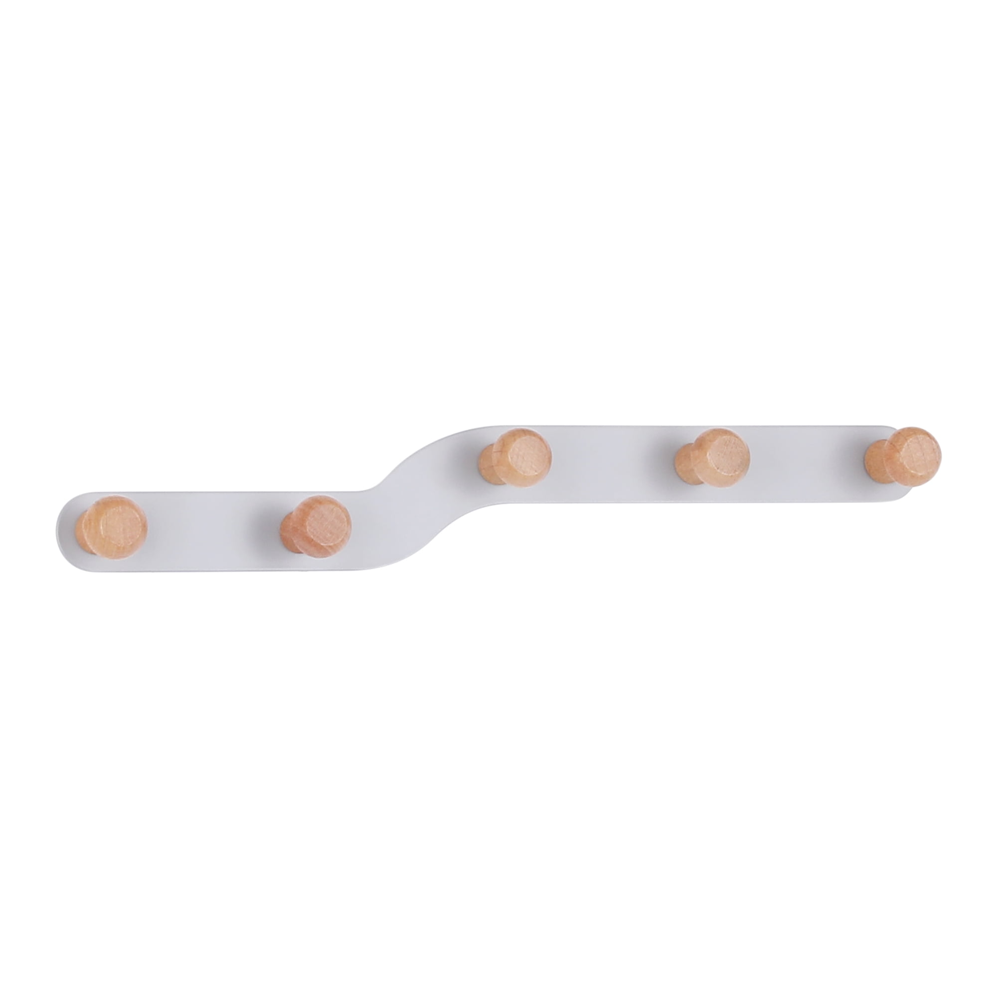 Unique Bargains Coat Rack Wall Mount Metal Wood Coat Hook for Hanging with 5 Hooks Gray