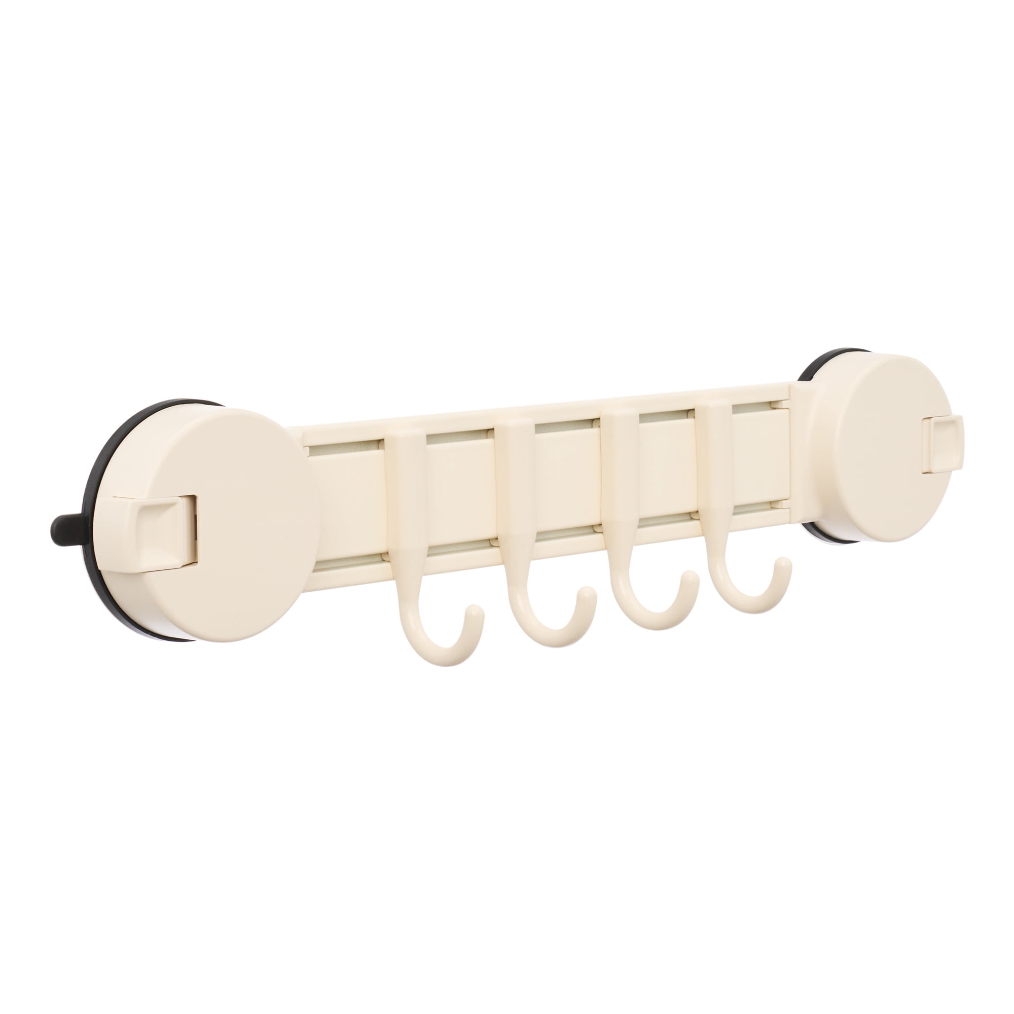 Unique Bargains Coat Rack Wall Mount Suction Cup 4 Hooks for Entryway Milk White